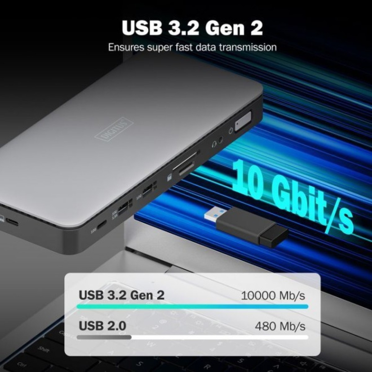 Док станція Digitus USB-C > 2xHDMI/DP/2xUSB-A/USB-C/SD/MicroSD/RJ54/DC/Audio (DA-70917) 98_98.jpg - фото 4