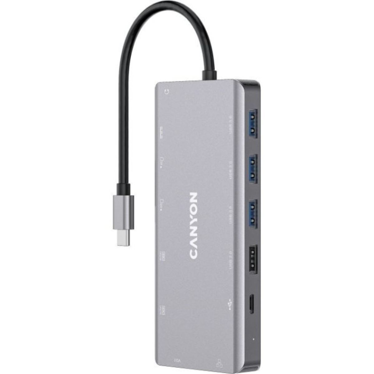 Док станция Canyon DS-12, 13 in 1 USB-C hub, 2*HDMI, Gigabit Ethernet, VGA, 3*USB3.0, PD/100W, 3.5mm audio jack (CNS-TDS12) 98_98.jpg - фото 1