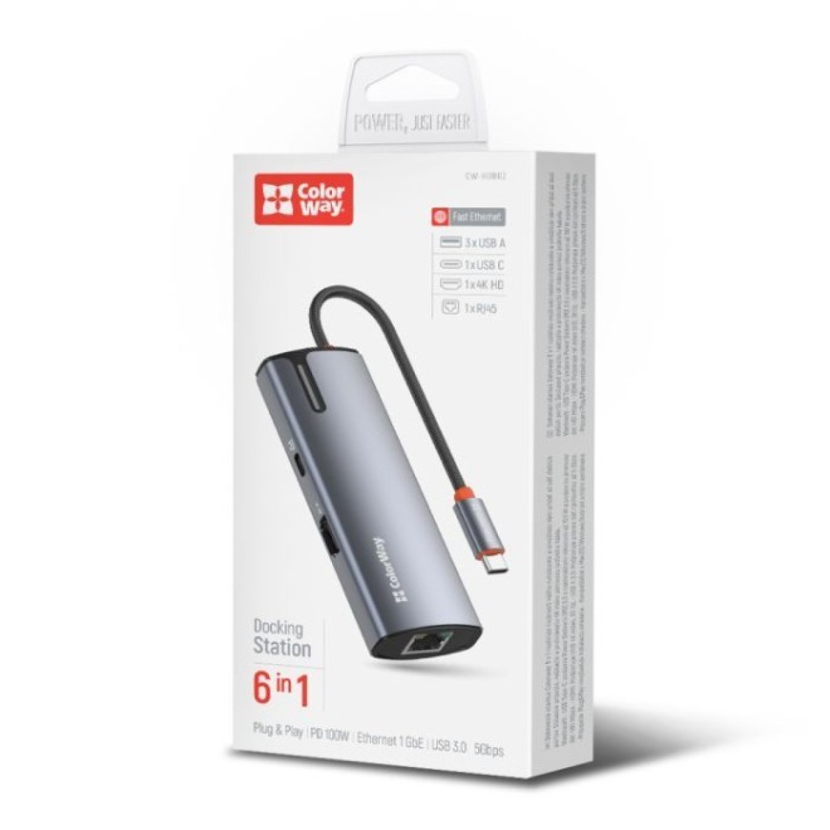 Док станция ColorWay Docking Station USB-C 6-в-1 Type C PD 100W/USB3.0х3/HDMI 4К/RJ45 (CW-HUB02) 98_98.jpg - фото 6