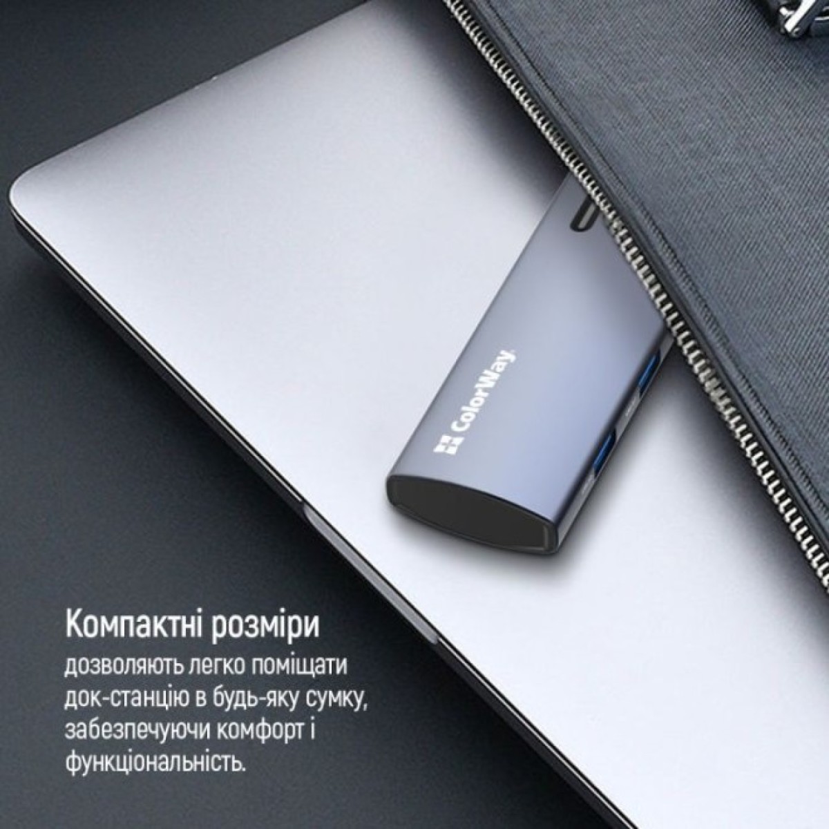 Док станція ColorWay Docking Station USB-C 5-в-1 Type C PD 100W/USB3.0х3/HDMI 4К (CW-HUB01) 98_98.jpg - фото 8