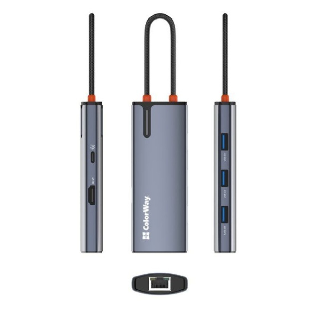 Док станция ColorWay Docking Station USB-C 6-в-1 Type C PD 100W/USB3.0х3/HDMI 4К/RJ45 (CW-HUB02) 98_98.jpg - фото 8