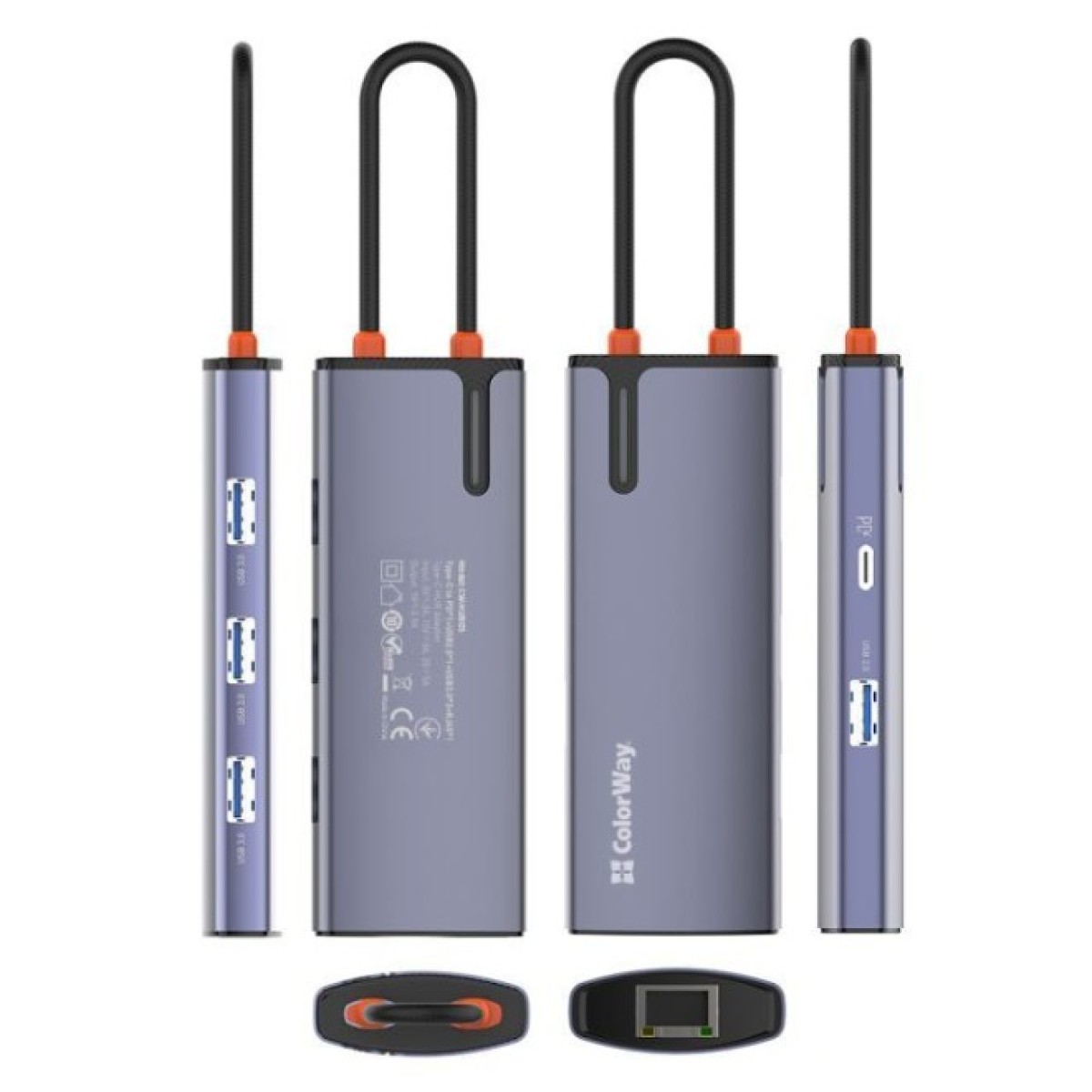 Док станция ColorWay Docking Station USB-C 6-в-1 Type C PD 100W/USB3.0х3/USB2.0/RJ45 (CW-HUB03) 98_98.jpg - фото 11