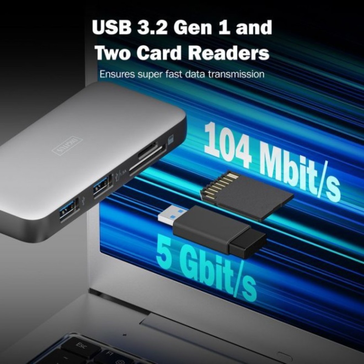 Док станція Digitus USB-C > HDMI/2xUSB-A/USB-C/SD/MicroSD/RJ54 (DA-70914) 98_98.jpg - фото 11