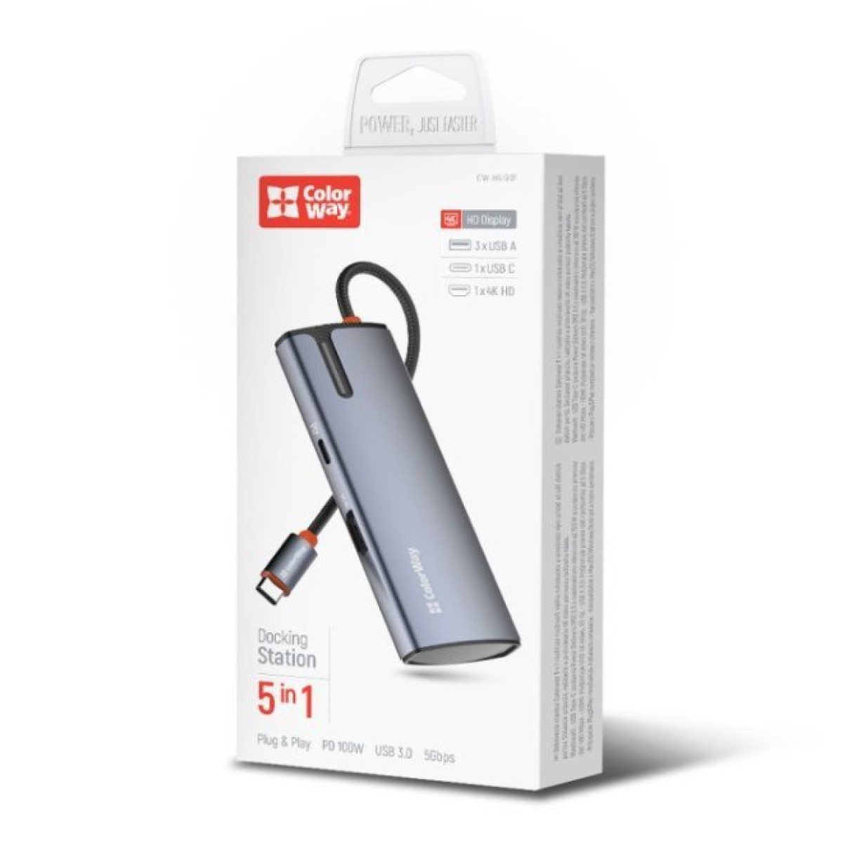 Док станція ColorWay Docking Station USB-C 5-в-1 Type C PD 100W/USB3.0х3/HDMI 4К (CW-HUB01) 98_98.jpg - фото 12