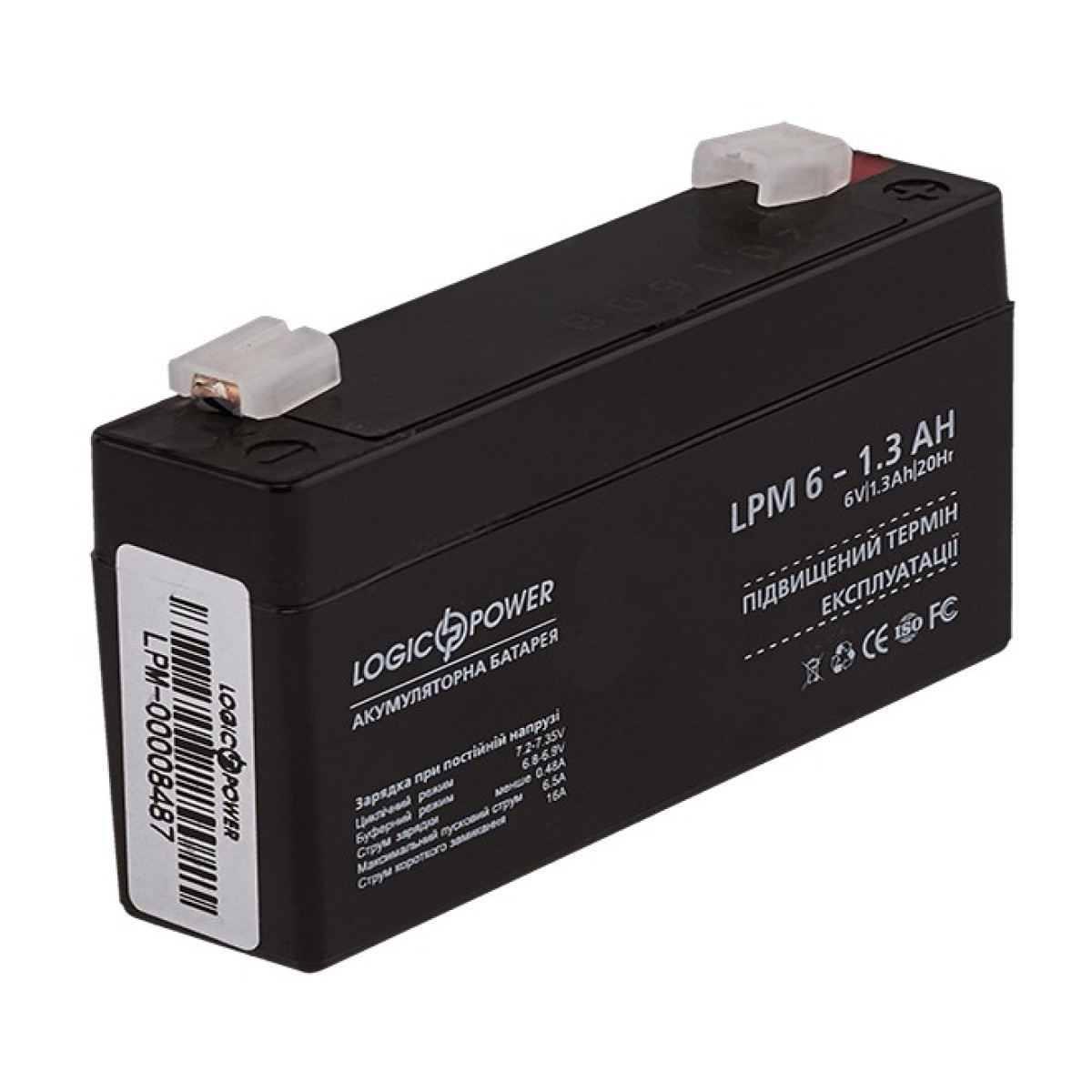 Аккумуляторные батареи LogicPower AGM LPM 6-1.3 AH - фото 1