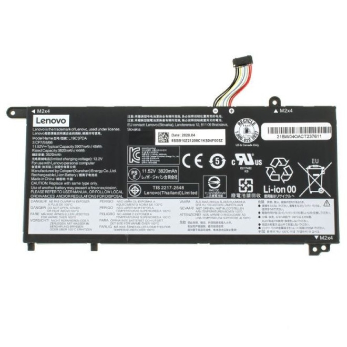 Аккумулятор для ноутбука Lenovo ThinkBook 14/15 G2/G3/G4 L19L3PDA, 45Wh (3900mAh), 3cell, 11.55V, Li-Pol (A47852) 98_98.jpg - фото 1