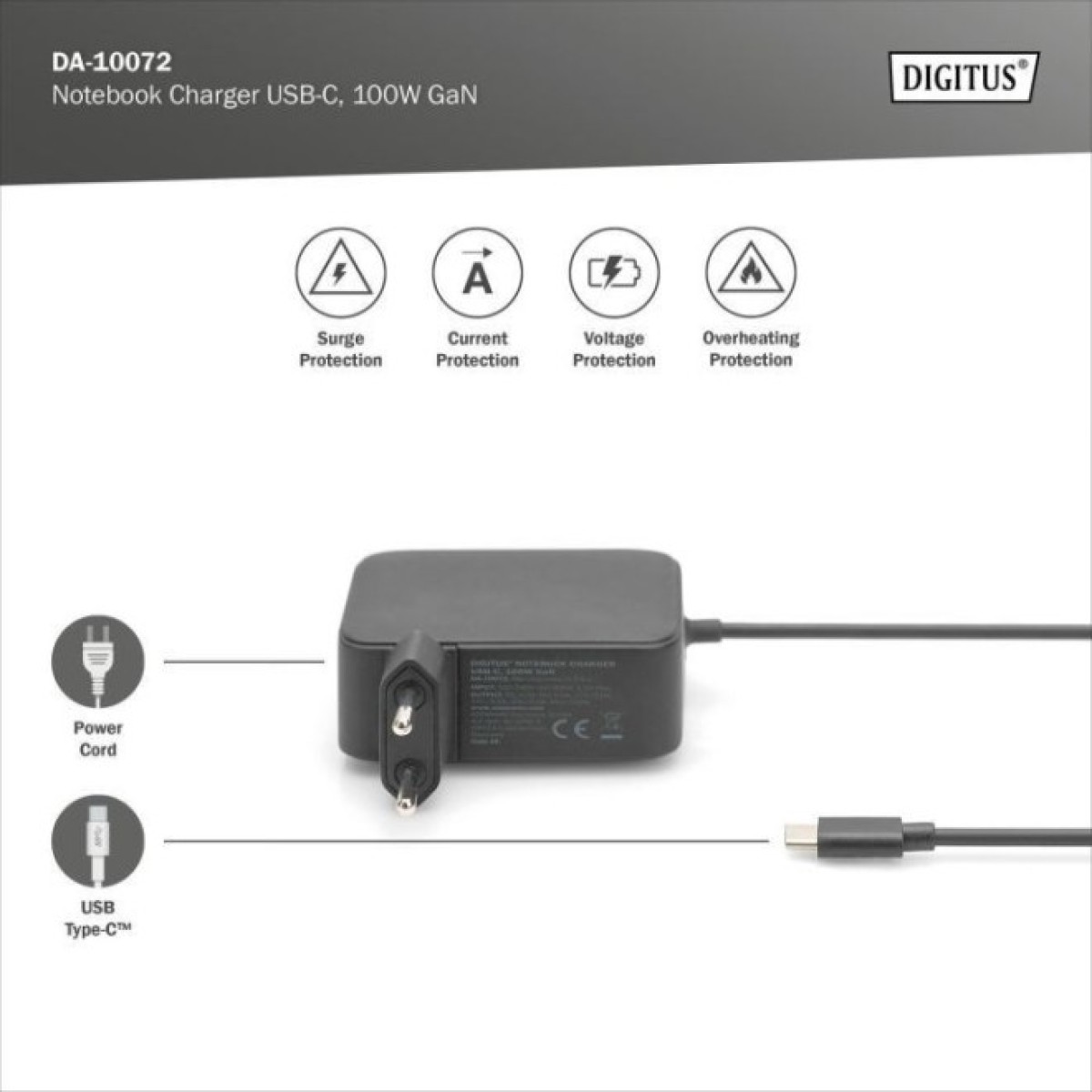 Блок питания к ноутбуку Digitus 100W USB-C GaN (DA-10072) 98_98.jpg - фото 4