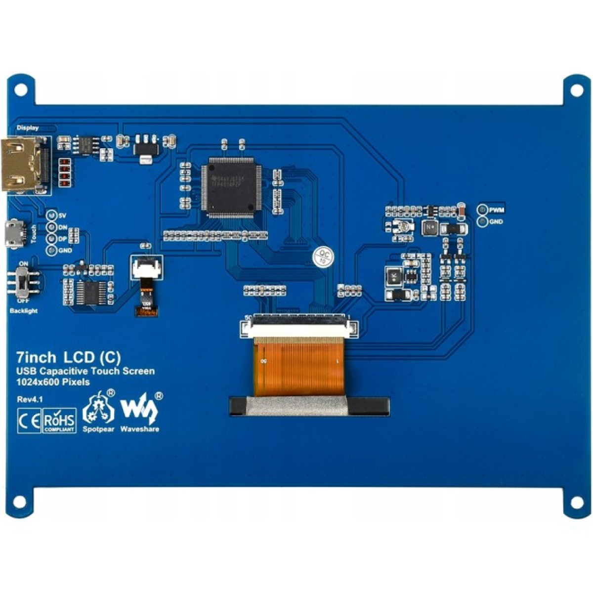 Экран Waveshare 7" 1024x600 LCD IPS емкостный TS HDMI для Raspberry Pi (WAV-11199) 98_98.jpg - фото 8