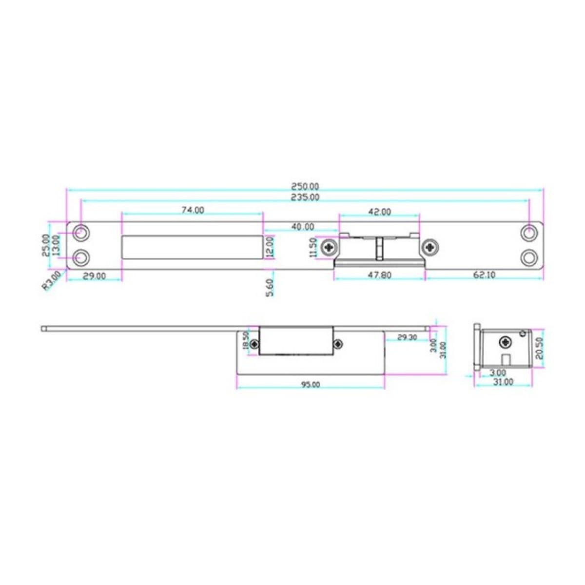 Електрозащіпка Yli Electronic YS-132NC (power closed) довга для системи контролю доступу 98_98.jpg - фото 2