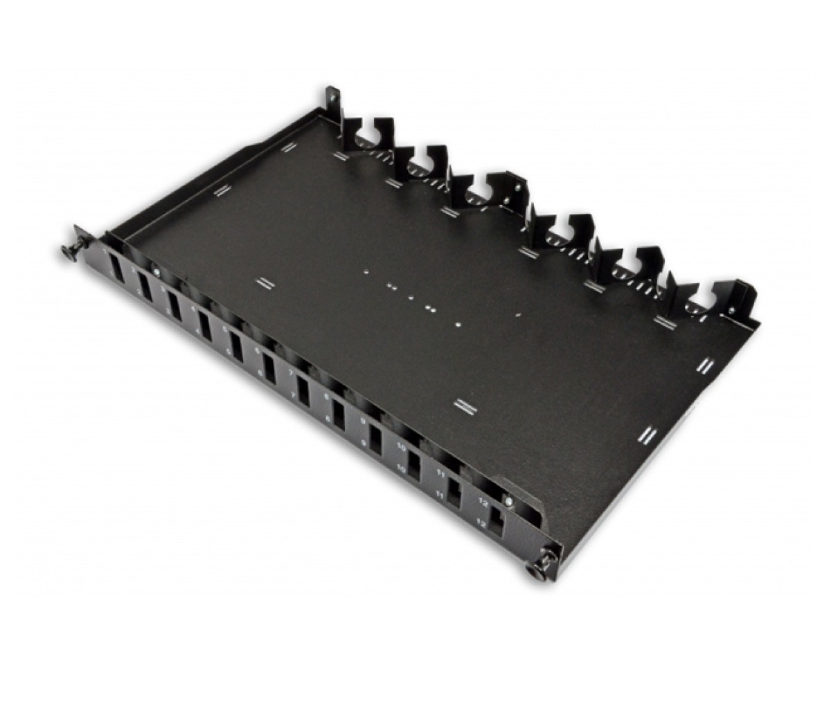 ODF панель 24 портів під 12 адаптерів SC Duplex/LC Quad, порожня, 1U, каб.вводи для 6xPG13.5 + 6xPG11, чорна, Україна 98_85.jpg - фото 2