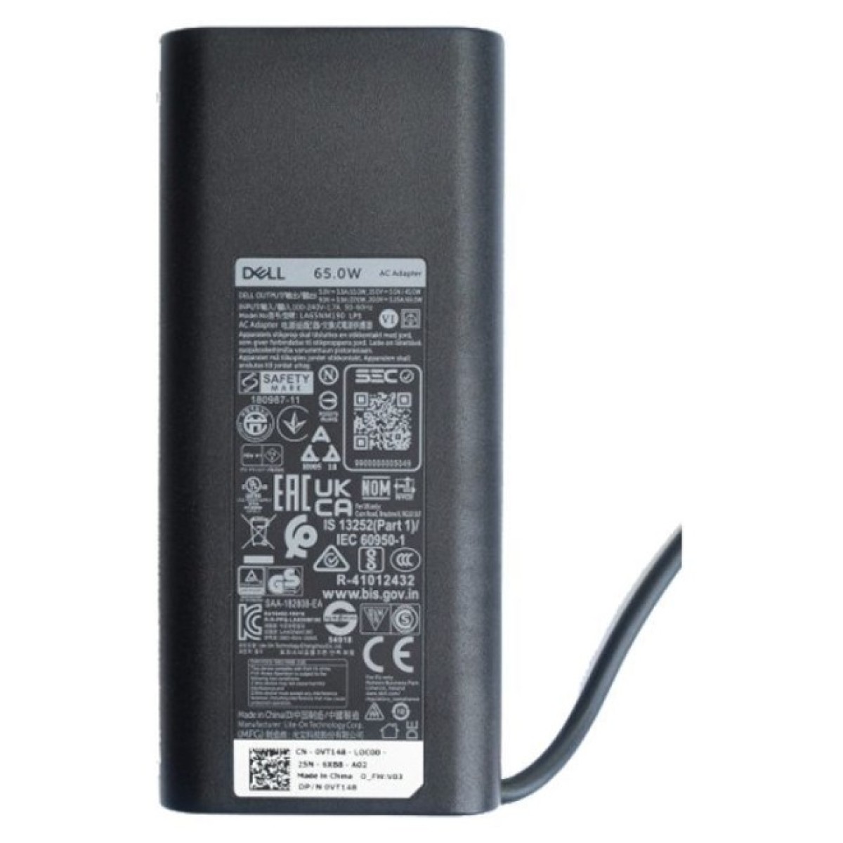 Блок живлення до ноутбуку Dell 65W Type-C 20V, 3.25A + 15V, 3A + 9V, 3A + 5V, 3A long-корпус (LA65NM190 / A40374) 98_98.jpg - фото 4