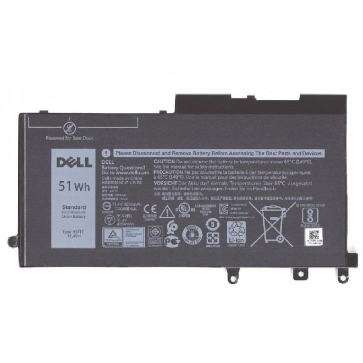 Акумулятор до ноутбука Dell Latitude 5480 93FTF (short), 4254mAh (51Wh), 3cell, 11.4V, L (A47311) 98_98.jpg