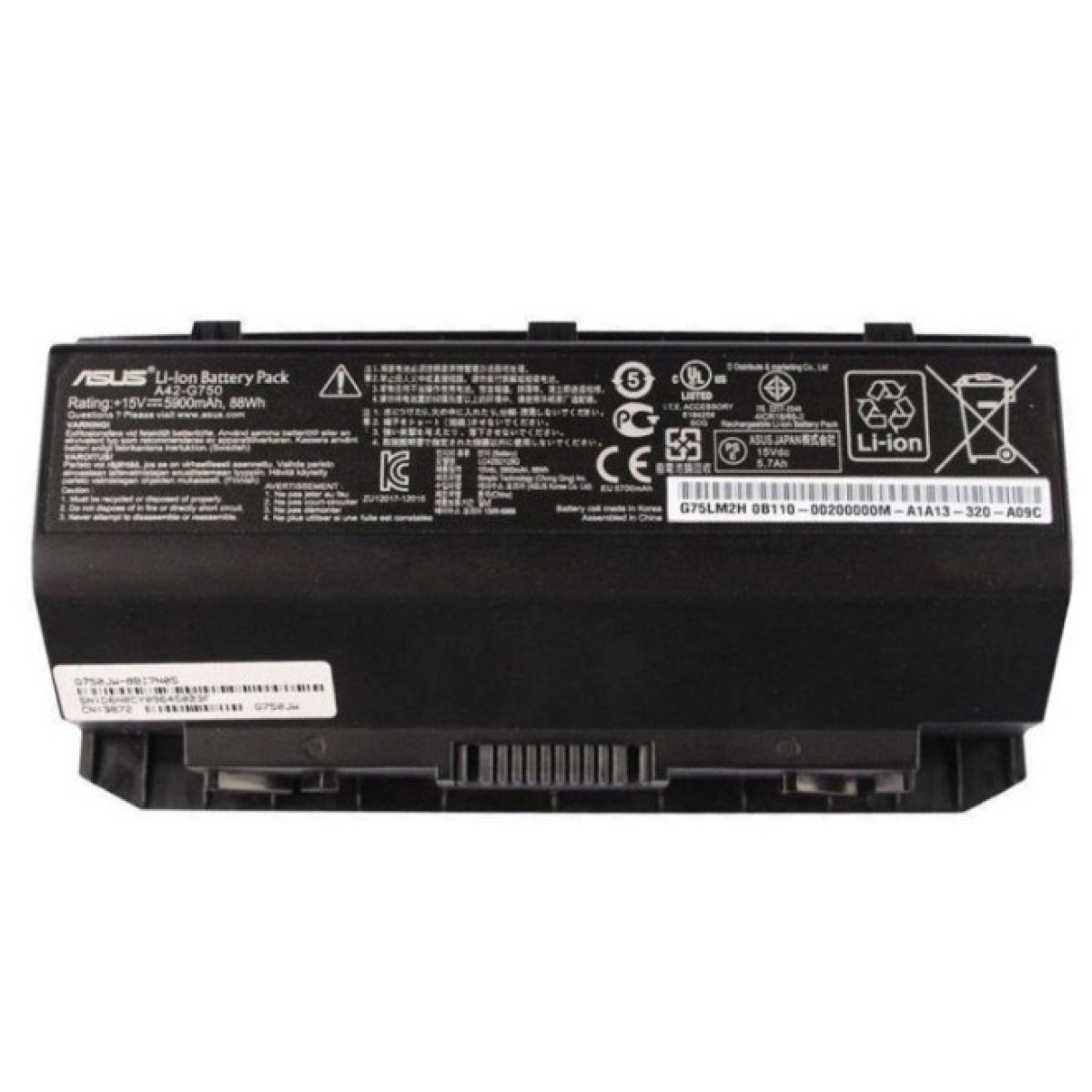 Аккумулятор для ноутбука ASUS G750 A42-G750, 5900mAh (88Wh), 8cell, 15V, Li-ion, черная, (A47280) 98_98.jpg