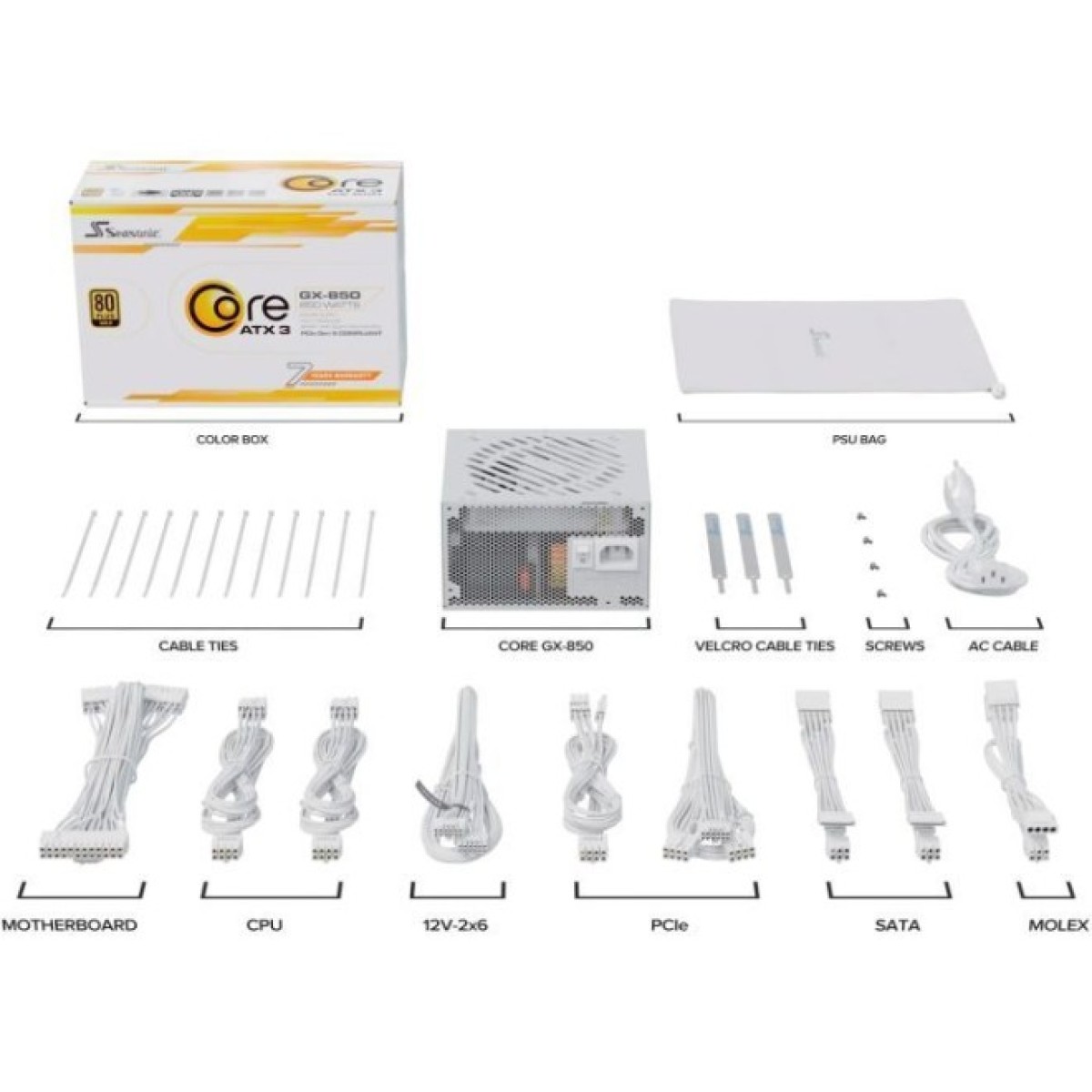 Блок живлення Seasonic 850W CORE GX-850-ATX31 WHT (CORE GX-850-ATX31 WHITE) 98_98.jpg - фото 3