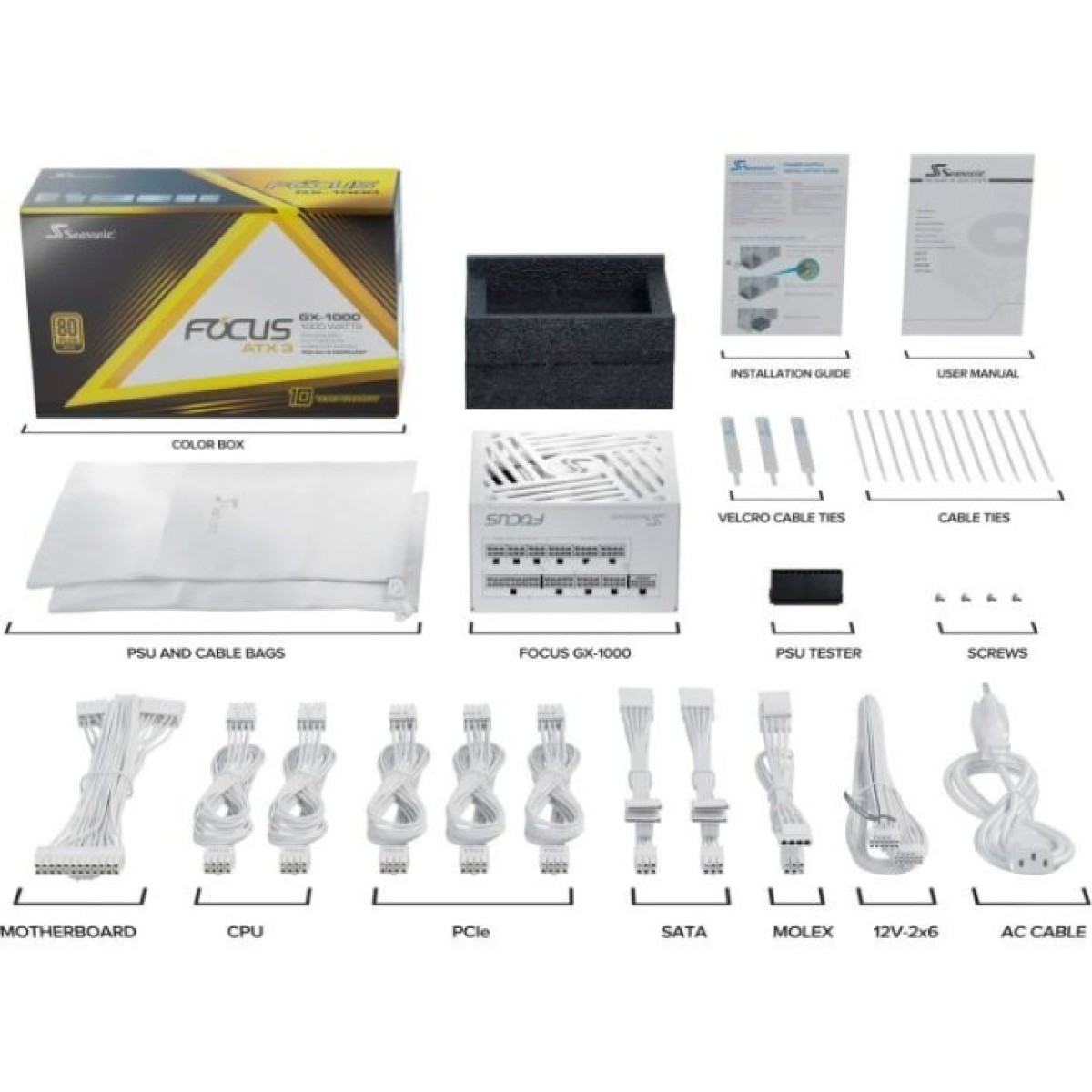 Блок питания Seasonic 1000W FOCUSGX-1000-ATX31-WH (FOCUS-GX-1000-ATX31-WHITE) 98_98.jpg - фото 9