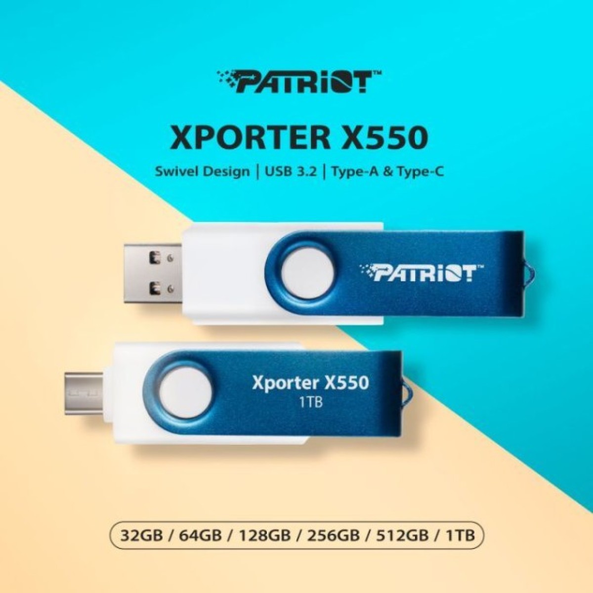USB флеш накопитель Patriot 256GB Xporter X550 USB 3.2/Type-C (PS256GX550AAD) 98_98.jpg - фото 2