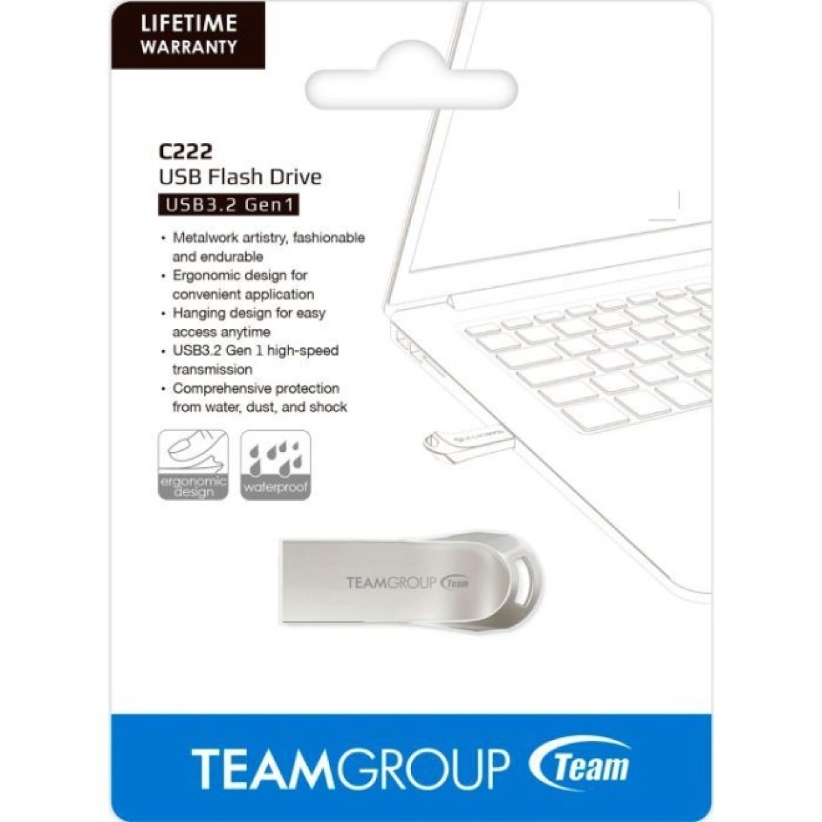 USB флеш накопитель Team 64GB C222 Silver USB 3.2 (TC222364GS01) 98_98.jpg - фото 2