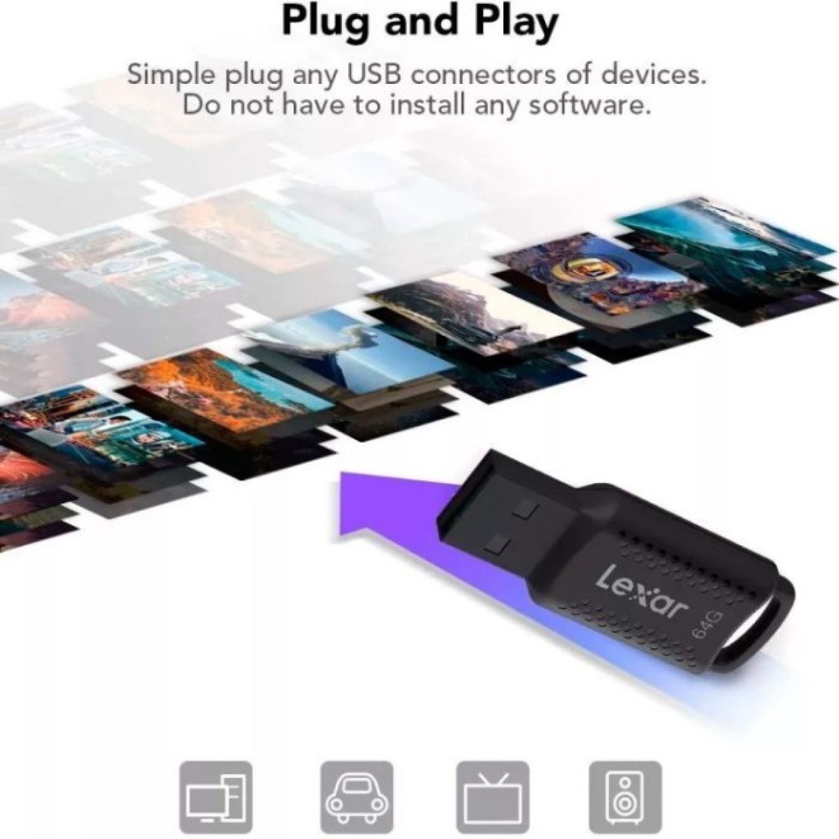 USB флеш накопичувач Lexar 64GB JumpDrive V400 Black USB 3.0 (LJDV400064G-BNBNG) 98_98.jpg - фото 4