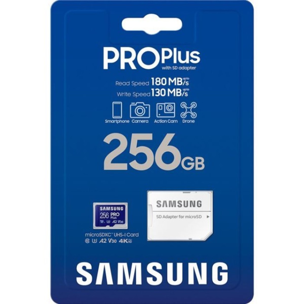 Карта памяти Samsung 256 GB microSDXC Pro Plus UHS-I U3 V30 A2 Class 10 + SD-adap (MB-MD256SA/EU) 98_98.jpg - фото 2