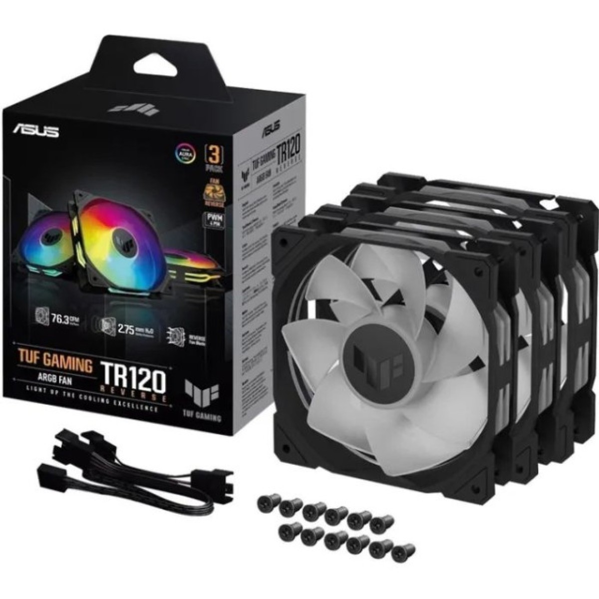 Кулер для корпуса ASUS TUF Gaming TR120 ARGB Reverse Triple Pack Black (90DA00D0-B09020) 98_98.jpg - фото 3