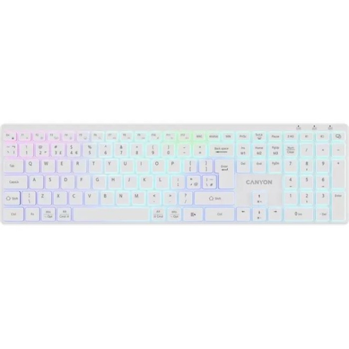 Клавиатура Canyon HKB-W11 Slim Dual Mode Wireless/Bluetooth RGB UA White (CNS-HBTK11W) 98_98.jpg - фото 1