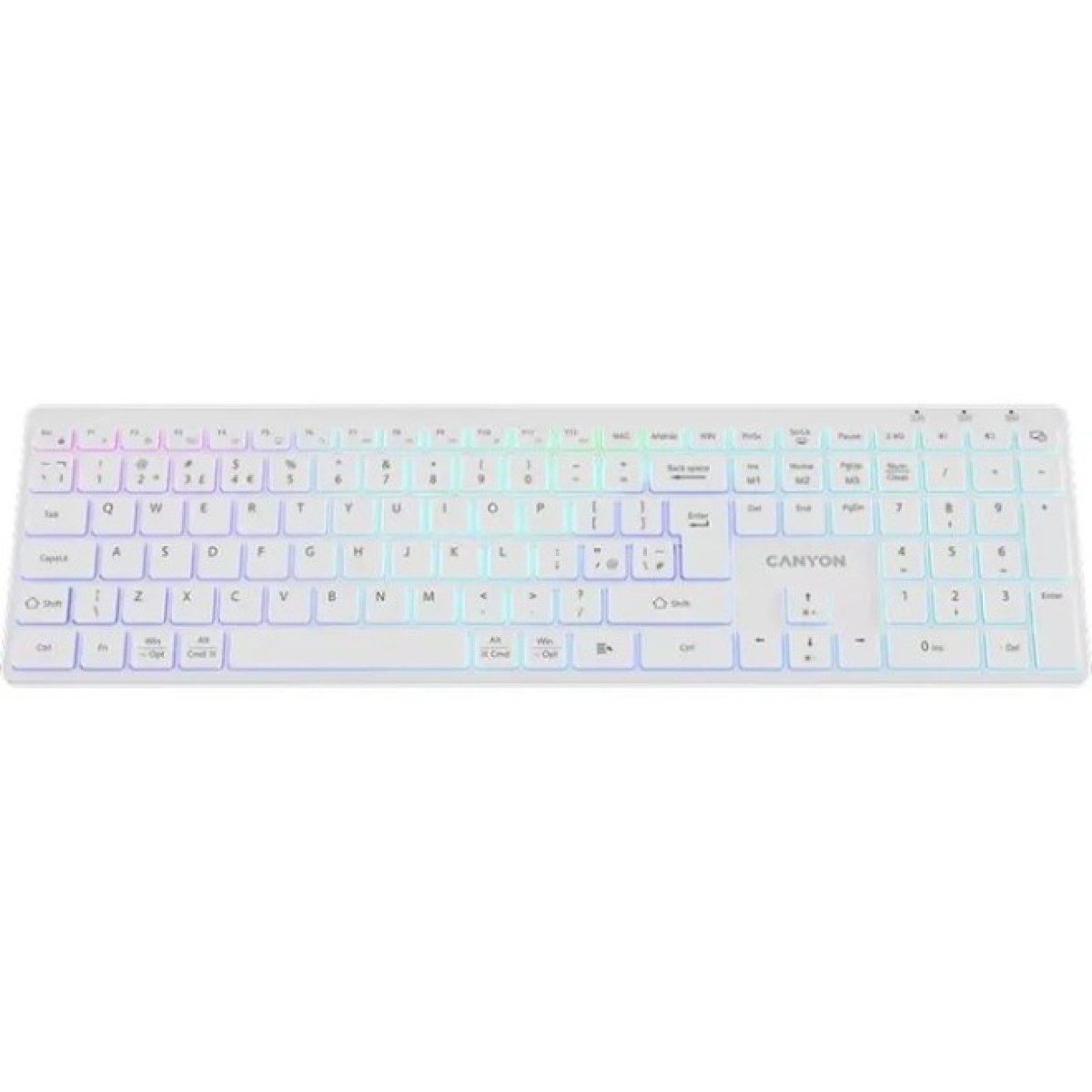 Клавиатура Canyon HKB-W11 Slim Dual Mode Wireless/Bluetooth RGB UA White (CNS-HBTK11W) 98_98.jpg - фото 2