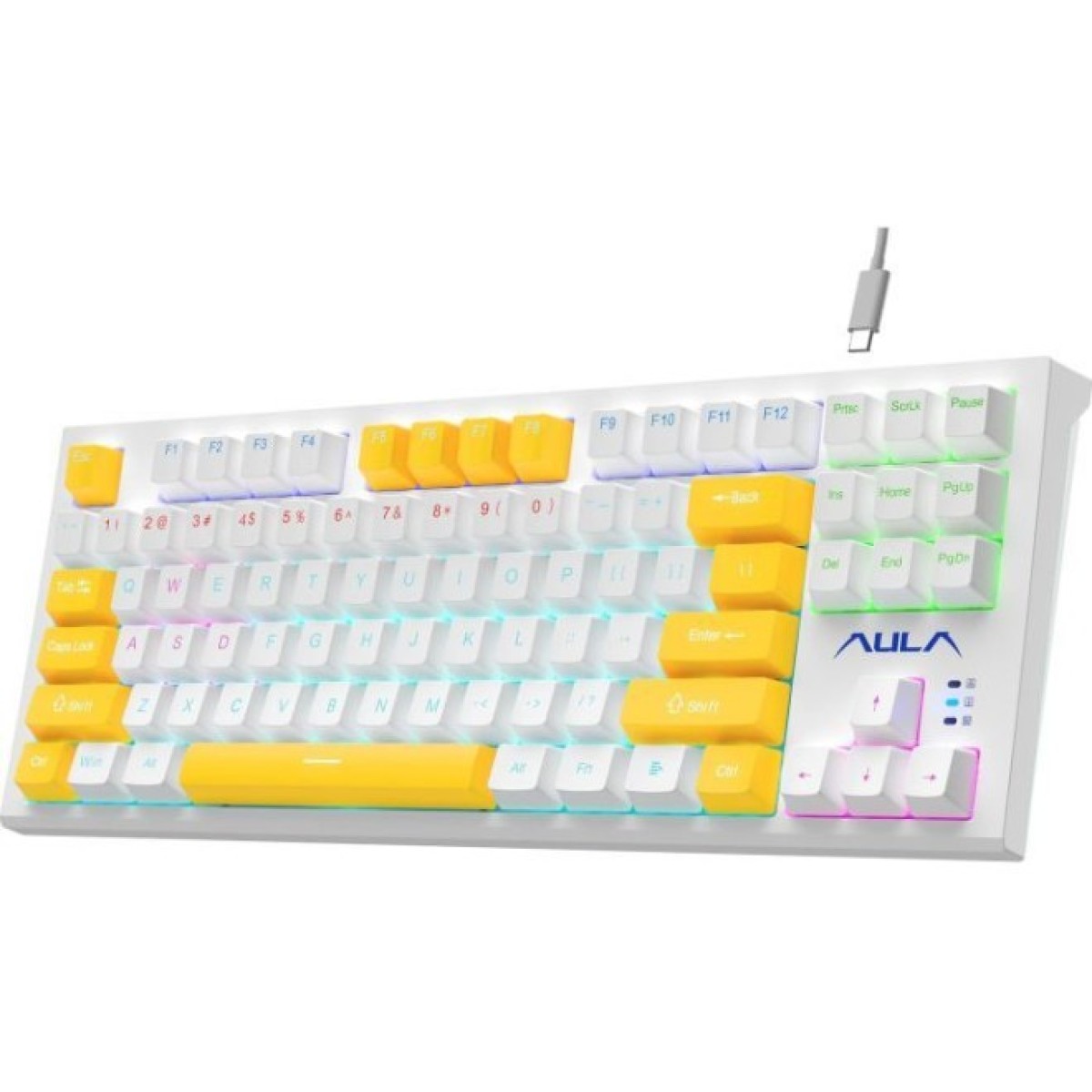 Клавиатура Aula F3032 keycaps plus 21 Yellow keys KRGD Red USB UA White (6948391204680) 98_98.jpg - фото 2