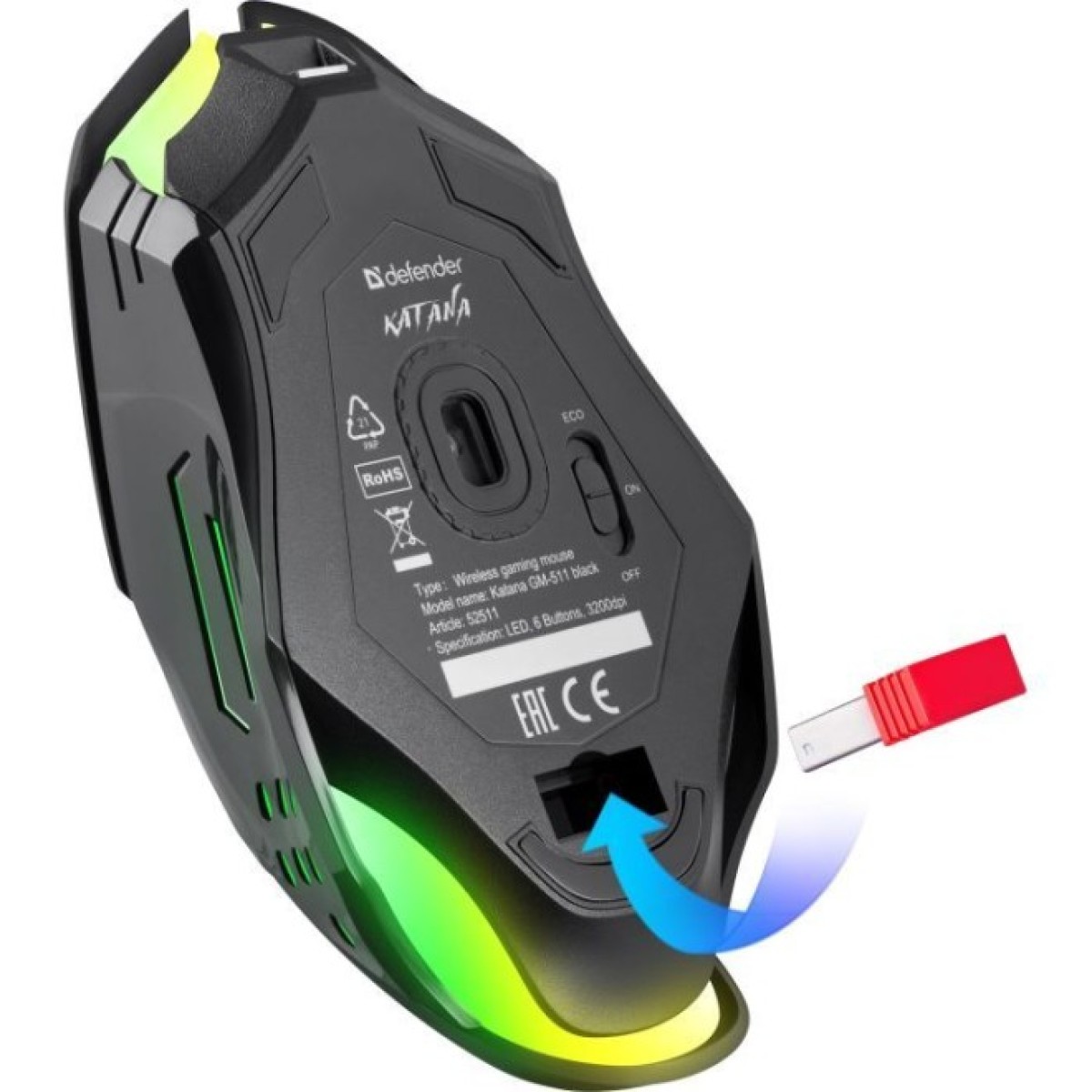 Мишка Defender Katana GM-511 LED Wireless Black (52511) 98_98.jpg - фото 3