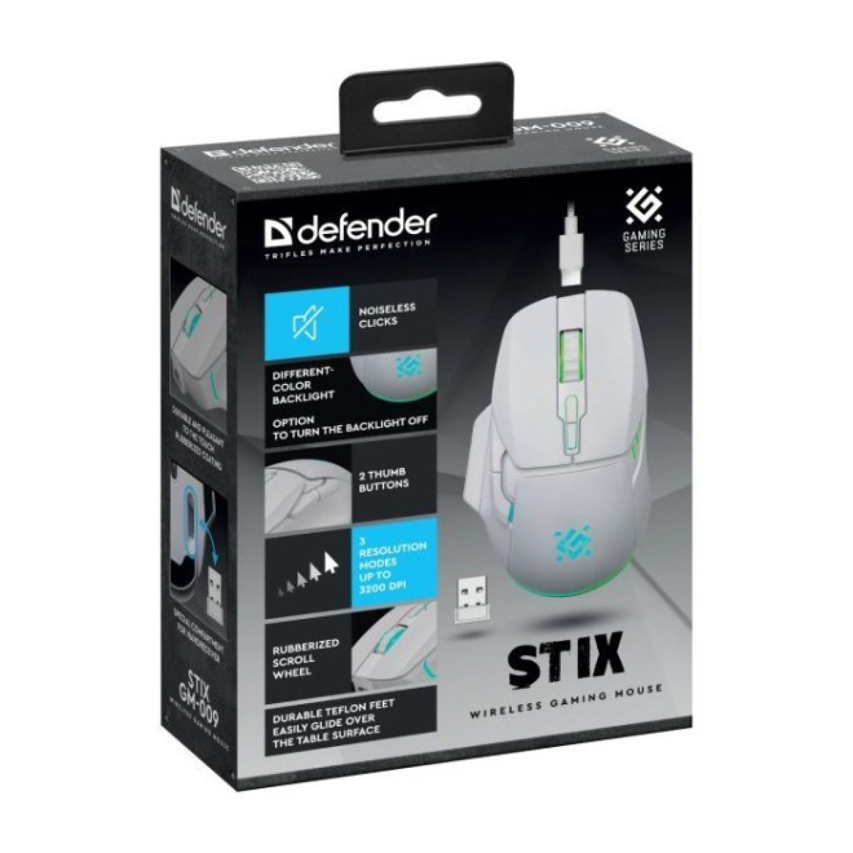 Мишка Defender Stix GM-009 LED Wireless White (52009) 98_98.jpg - фото 3