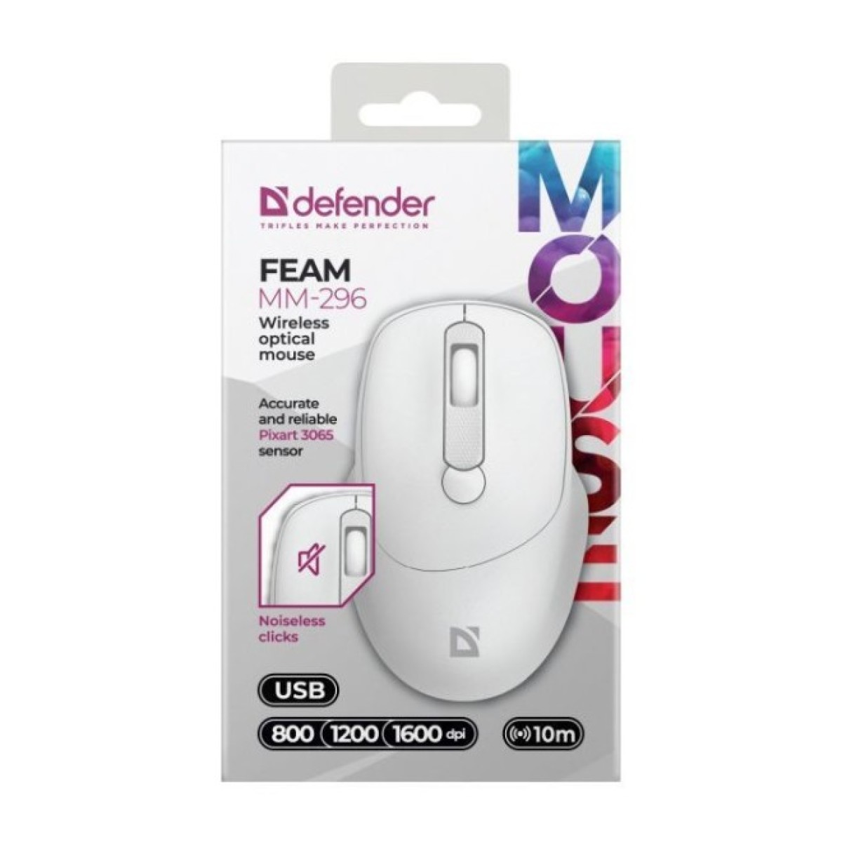 Мишка Defender Feam MM-296 Wireless White (52297) 98_98.jpg - фото 2