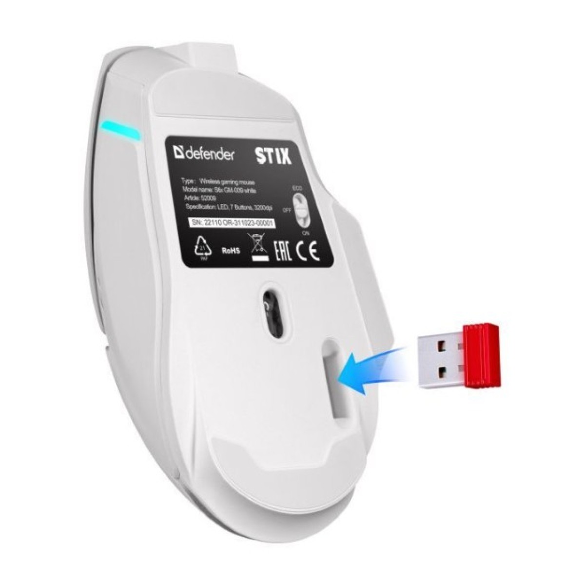 Мишка Defender Stix GM-009 LED Wireless White (52009) 98_98.jpg - фото 4