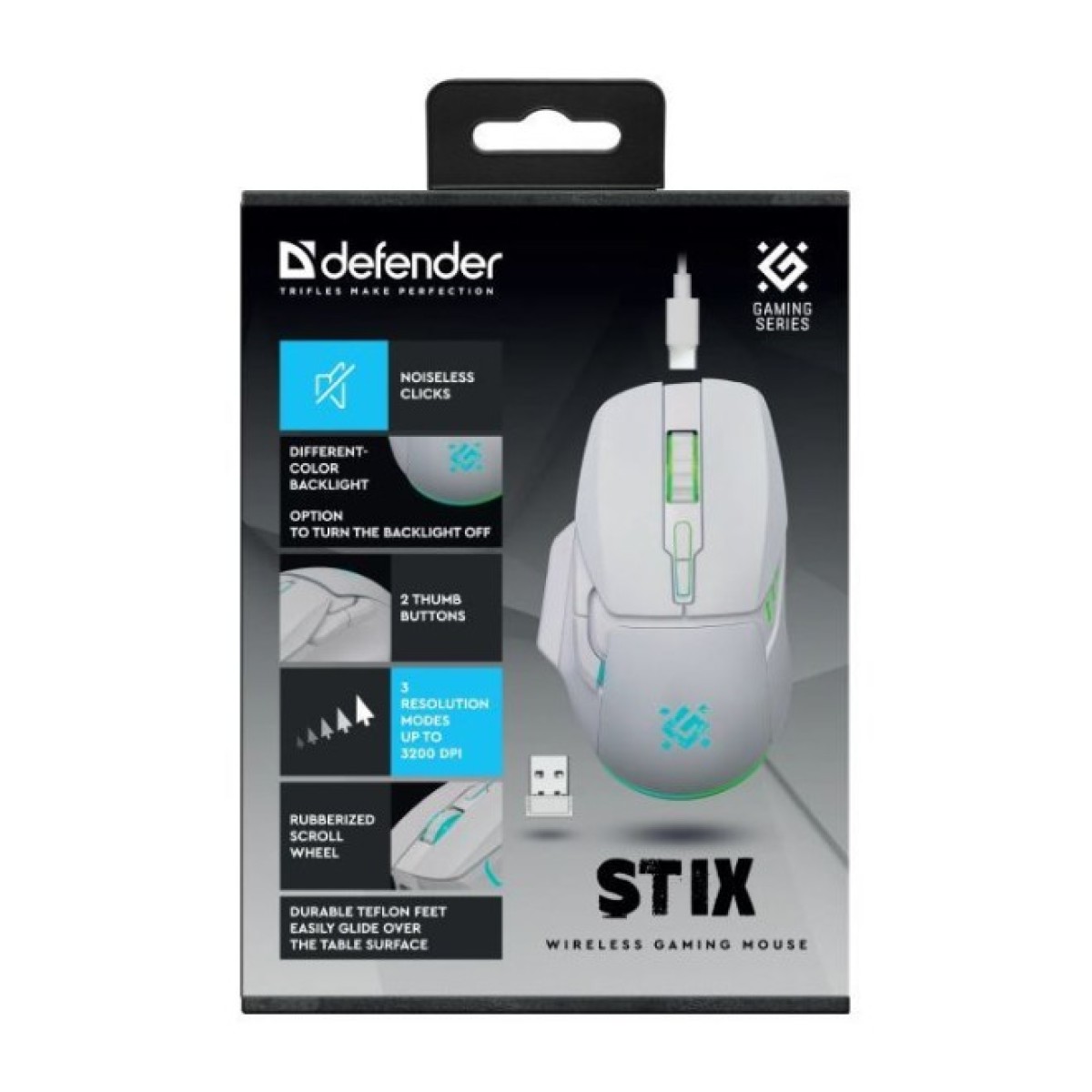 Мишка Defender Stix GM-009 LED Wireless White (52009) 98_98.jpg - фото 6