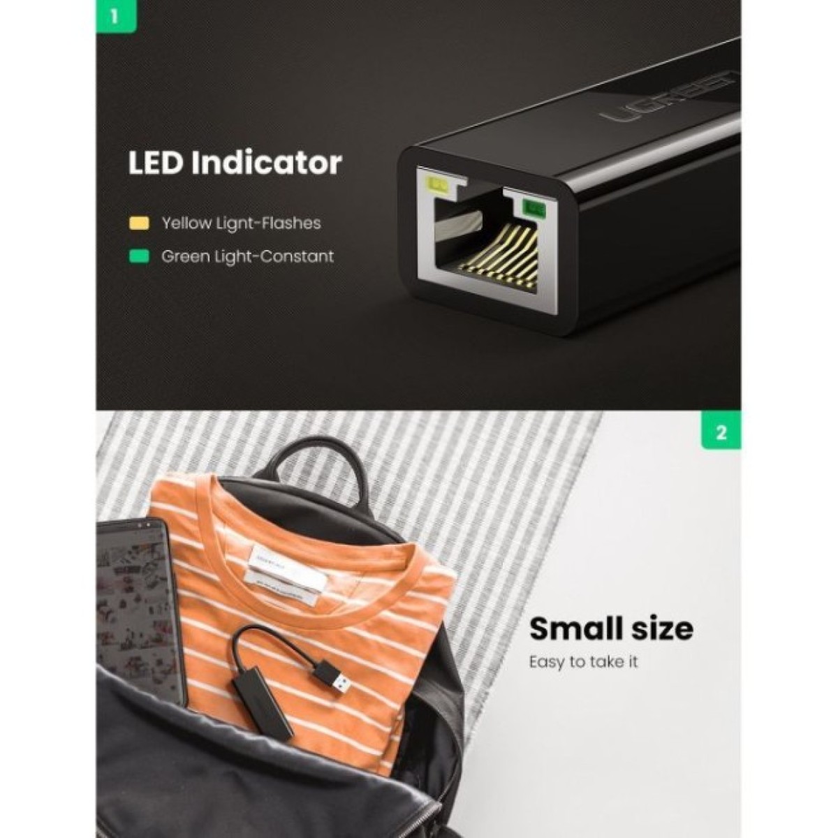 Переходник USB 3.0 to Ethernet RJ45 1000 Mb CR111 Black Ugreen (20256) 98_98.jpg - фото 2
