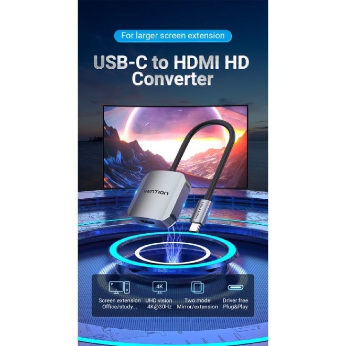 Переходник USB3.1 Type-C to HDMI (F) 4K 30HZ 0.15m Vention (TDEHB) 98_98.jpg - фото 3