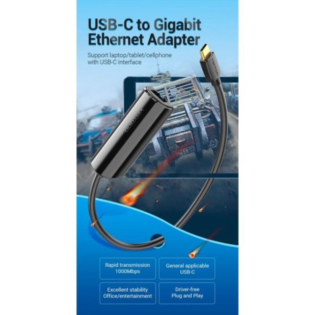 Перехідник USB3.1 Type-C to Ethernet RJ45 1000 Mb Gigabit Vention (CFBBB) 98_98.jpg - фото 3