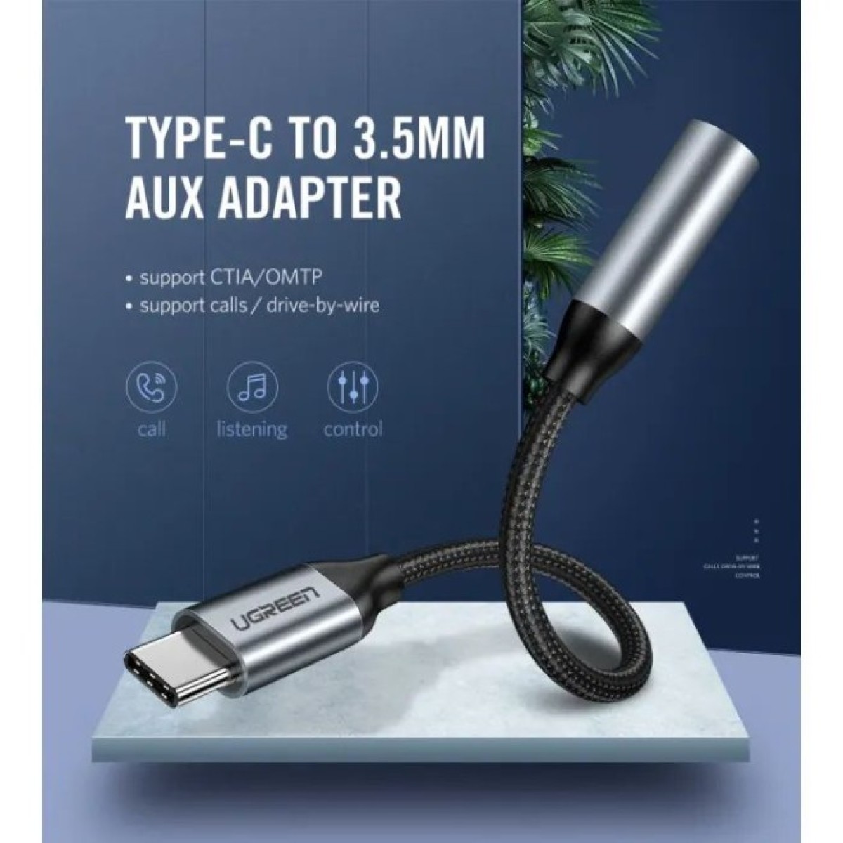 Переходник Ugreen Type-C M to 3.5mm F Audio Adapter 10 сm AV142 (Gray) (30632) 98_98.jpg - фото 2