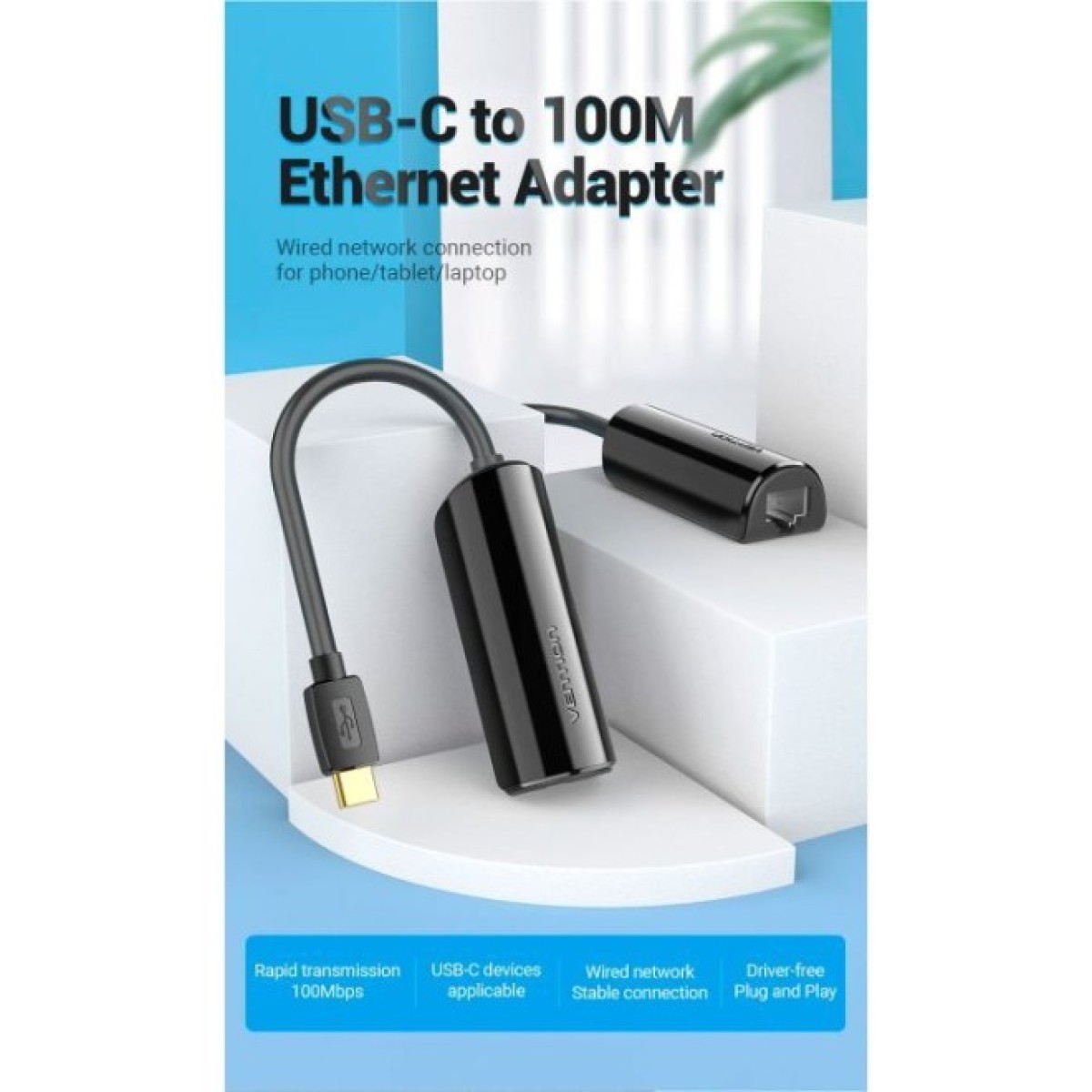 Переходник USB3.1 Type-C to Ethernet RJ45 100 Mb Vention (CFABB) 98_98.jpg - фото 2