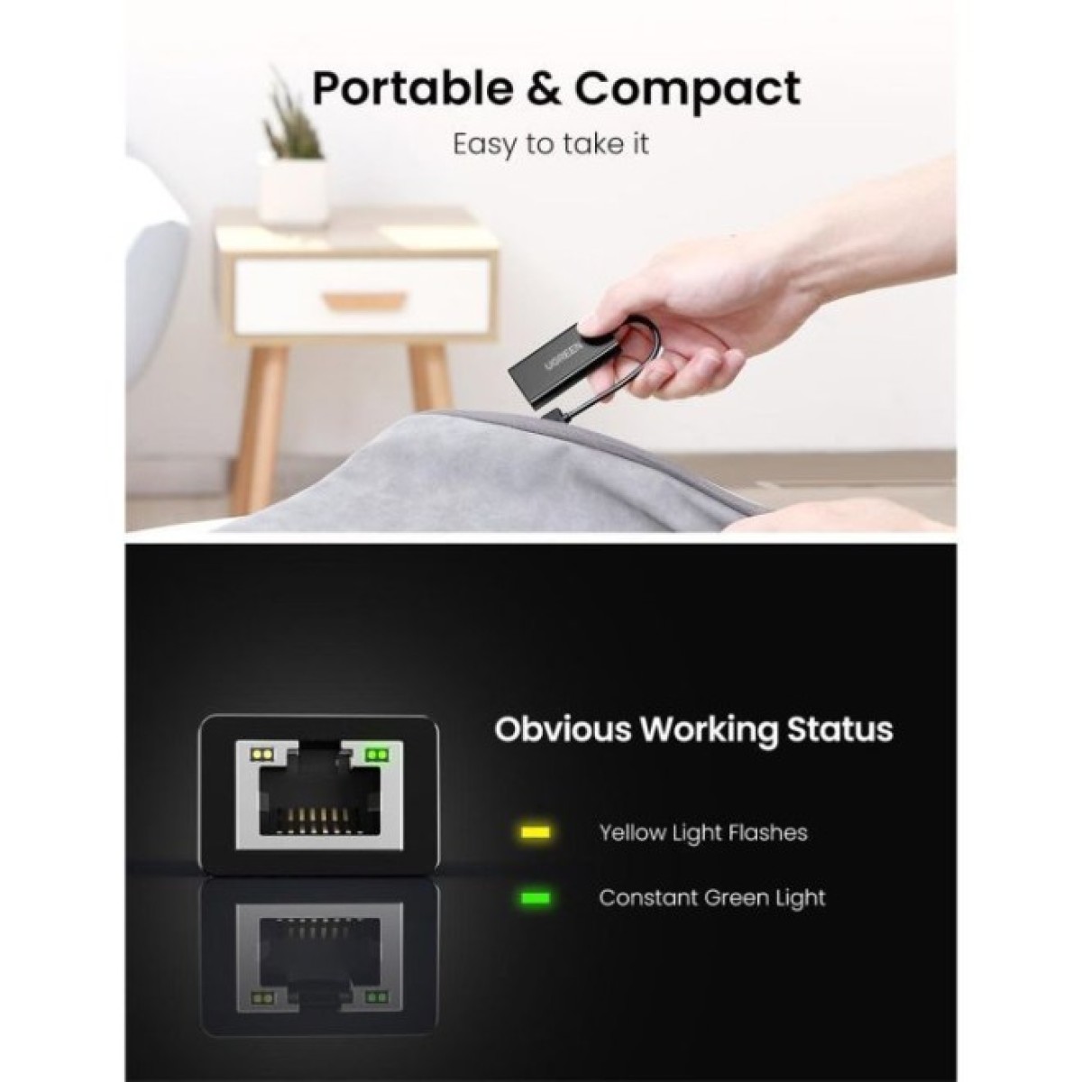 Перехідник USB 2.0 to Ethernet RJ45 10/100 Mb CR110 Ugreen (20254) 98_98.jpg - фото 3