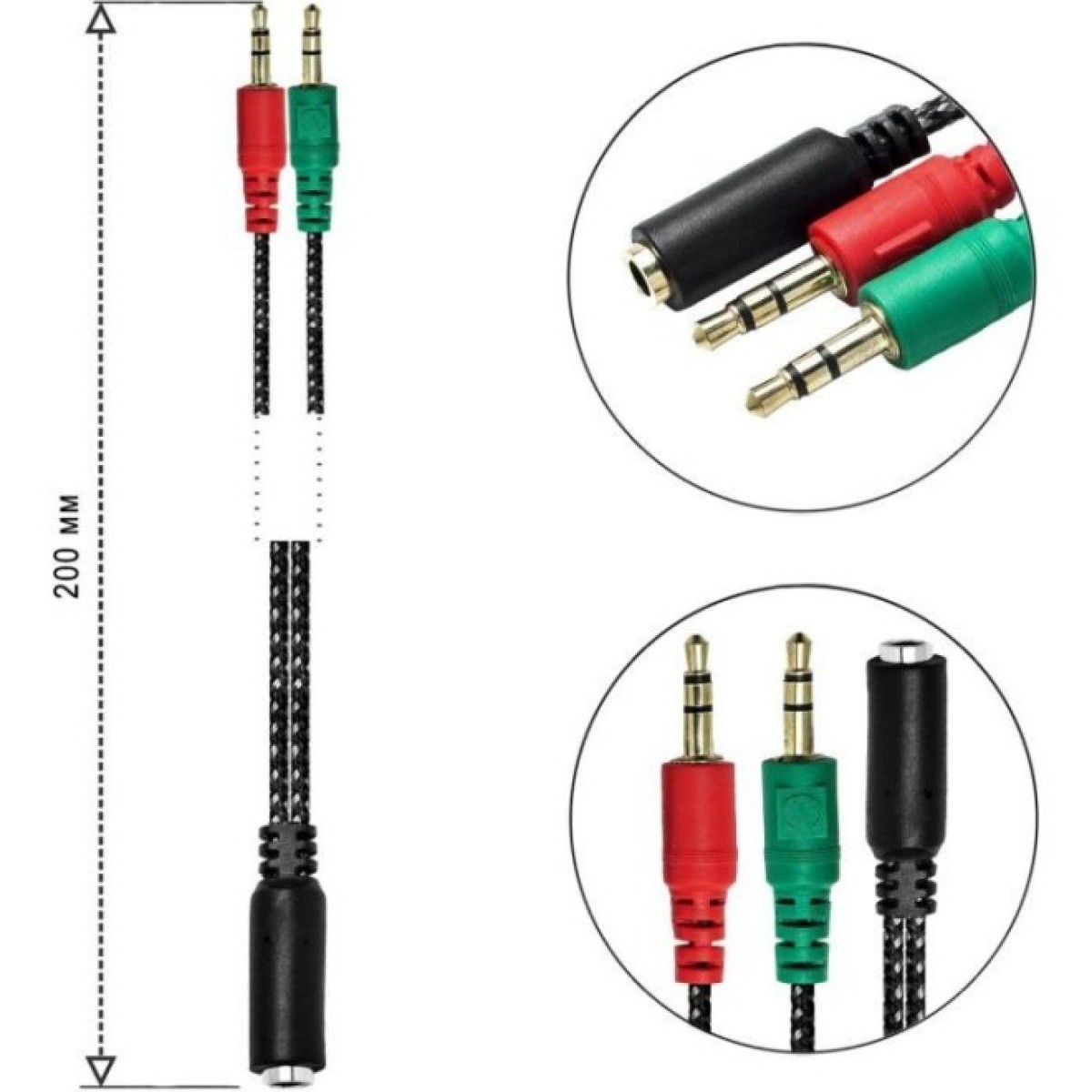 Перехідник XoKo AC-007 2x3.5-мм jack(F) - 3.5-мм 4pin jack(M) (XOKO AC-007) 98_98.jpg - фото 2