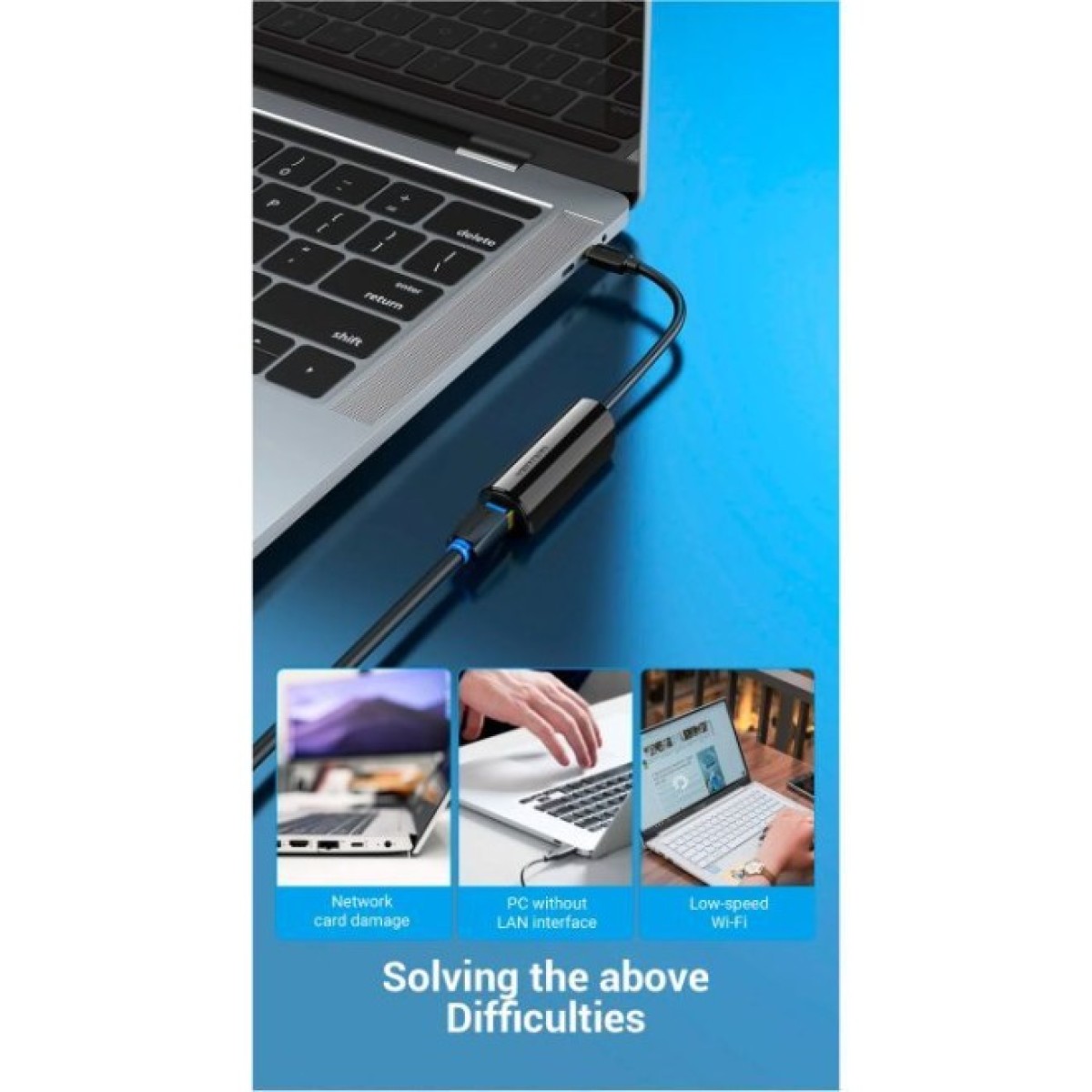 Переходник USB3.1 Type-C to Ethernet RJ45 100 Mb Vention (CFABB) 98_98.jpg - фото 3