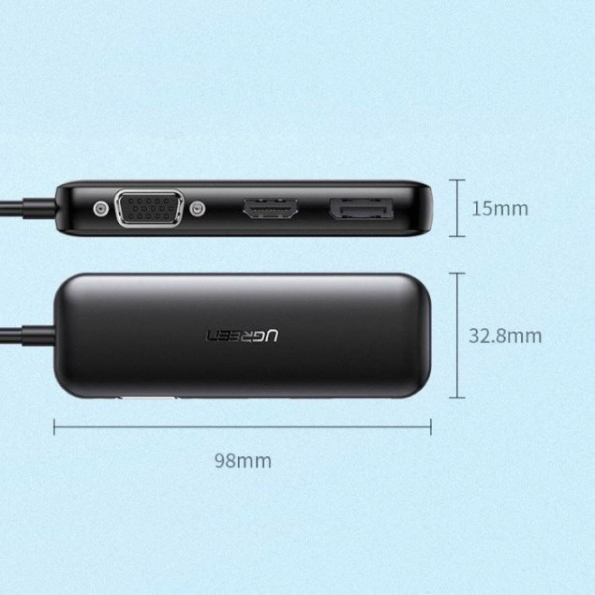 Перехідник USB2.0 Type-C to VGA V1.2/HDMI V2.0b/DP V1.2a CM260 black Ugreen (60568) 98_98.jpg - фото 8