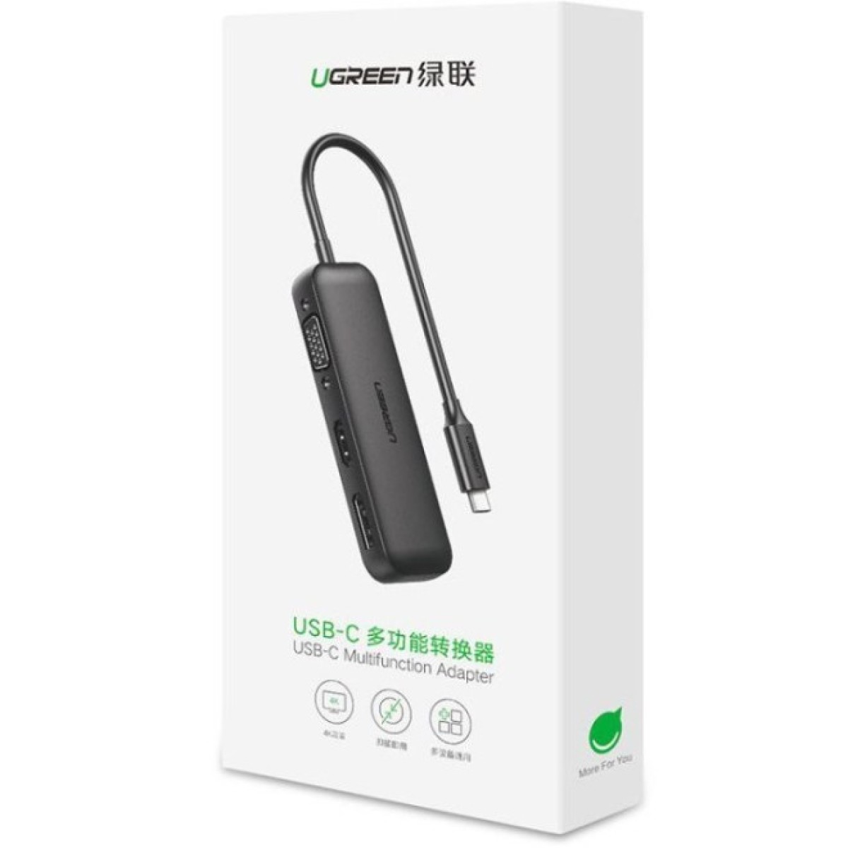 Перехідник USB2.0 Type-C to VGA V1.2/HDMI V2.0b/DP V1.2a CM260 black Ugreen (60568) 98_98.jpg - фото 9