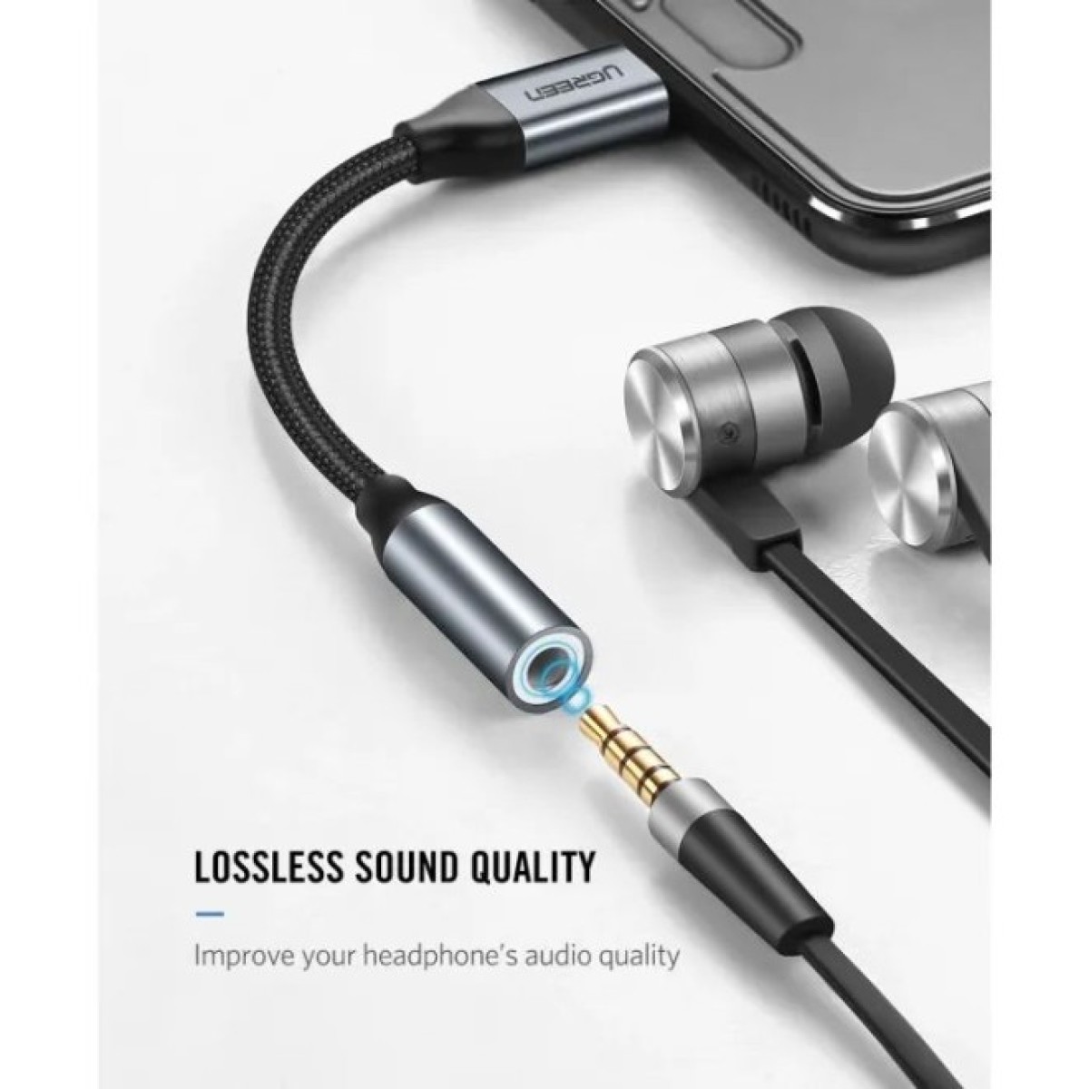 Переходник Ugreen Type-C M to 3.5mm F Audio Adapter 10 сm AV142 (Gray) (30632) 98_98.jpg - фото 3