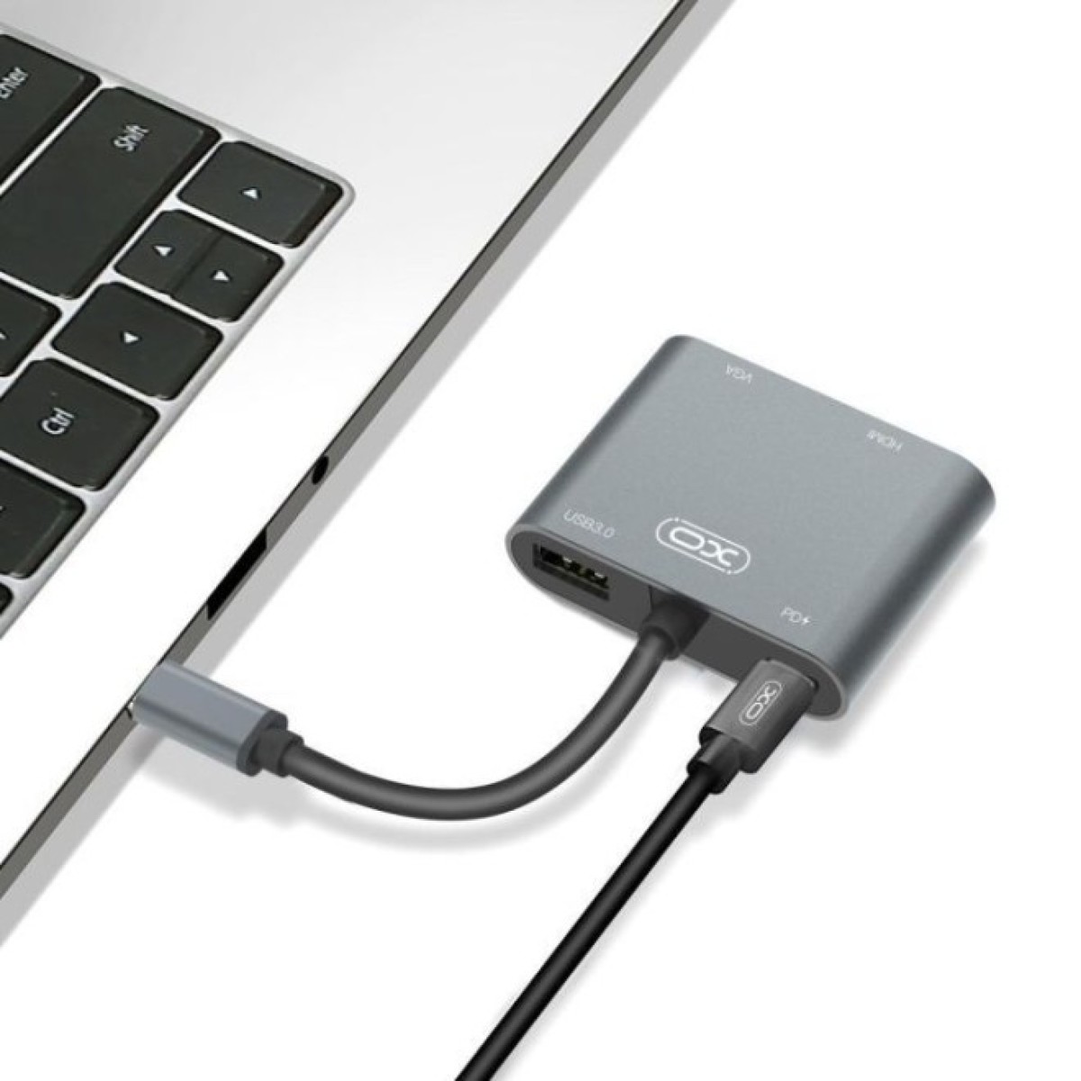 Перехідник XO 4-in-1 Dock USB-C (HDMI/VGA/USB3.0/USB-C PD) (XO-HUB001SL) 98_98.jpg - фото 4