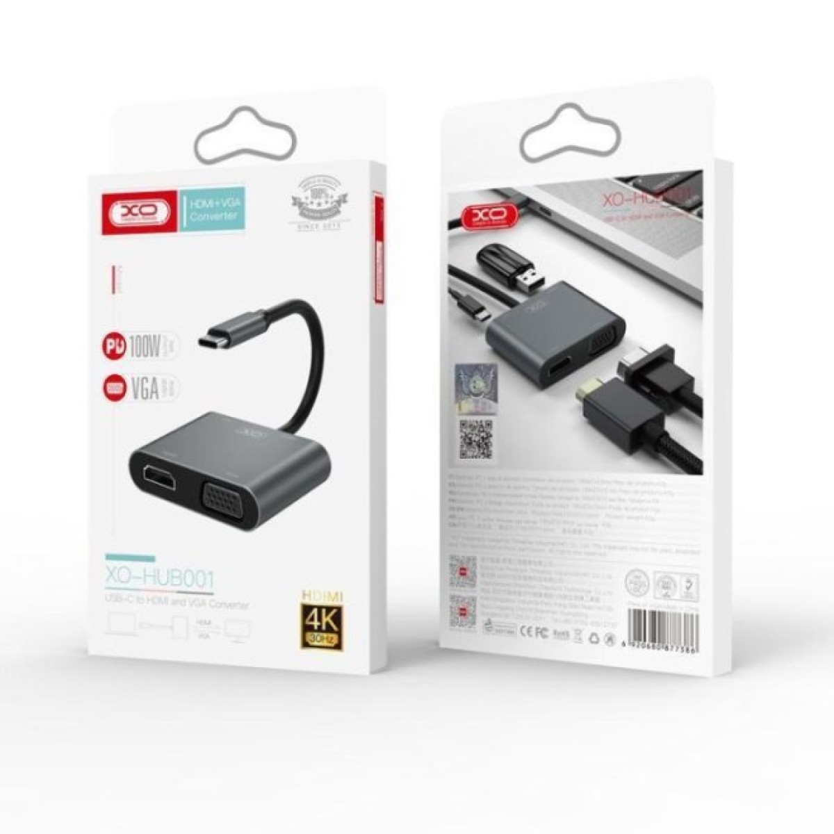 Перехідник XO 4-in-1 Dock USB-C (HDMI/VGA/USB3.0/USB-C PD) (XO-HUB001SL) 98_98.jpg - фото 6