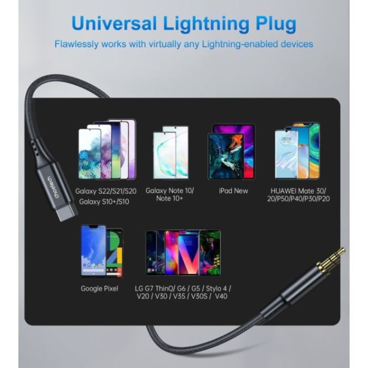 Переходник USB-C to jack 3.5mm stereo audio (CDLA) 2.0m Choetech (AUX008-BK) 98_98.jpg - фото 6