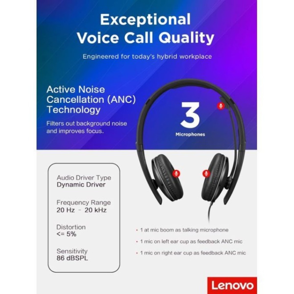 Навушники Lenovo Wired ANC Headset Gen 2 (Teams) Black (4XD1M45627) 98_98.jpg - фото 6