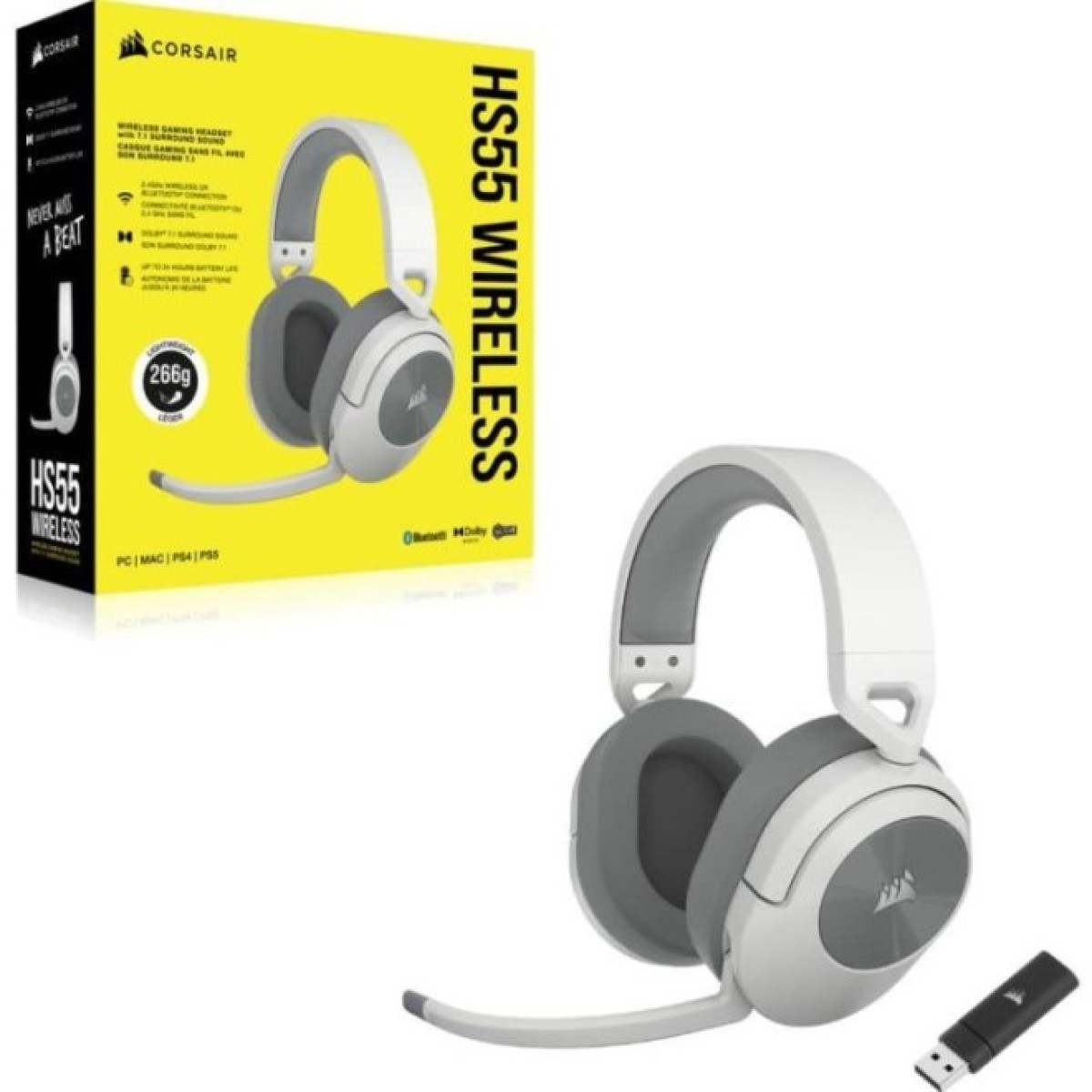 Навушники Corsair HS55 Wireless Gaming Dolby 7.1 White (CA-9011281-EU) 98_98.jpg - фото 10