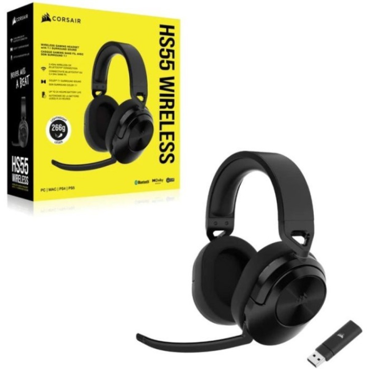 Навушники Corsair HS55 Wireless Gaming Dolby 7.1 Carbon (CA-9011280-EU) 98_98.jpg - фото 9