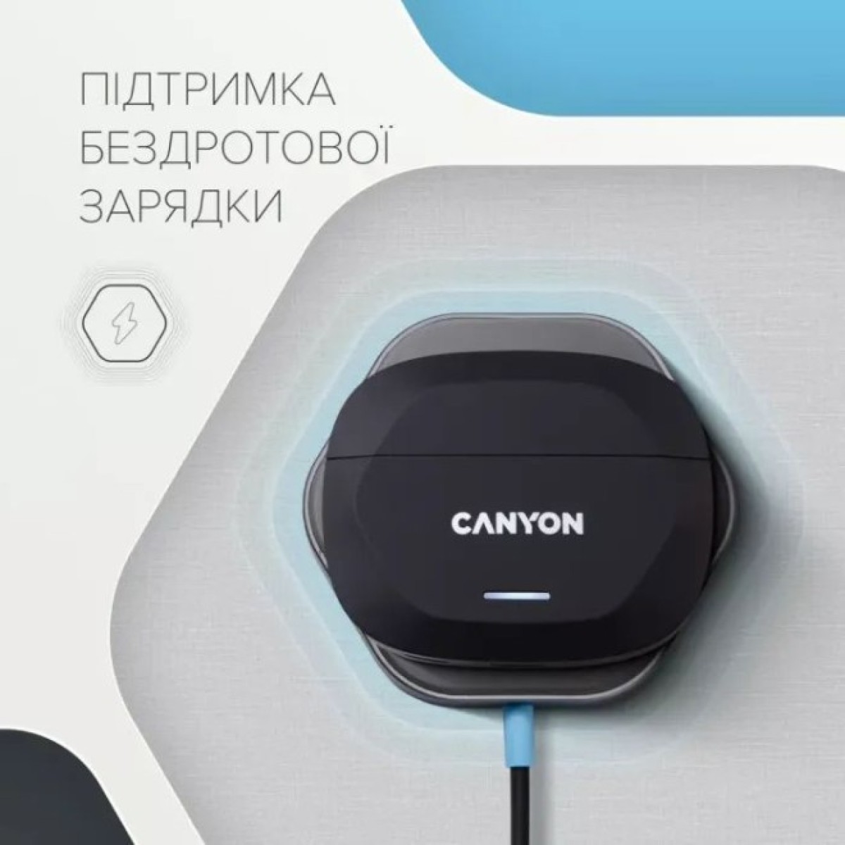 Навушники Canyon Hexagon 7 TWS ANC+ENC Wireless Charge Black/Yellow (CNS-TWS7BY) 98_98.jpg - фото 6